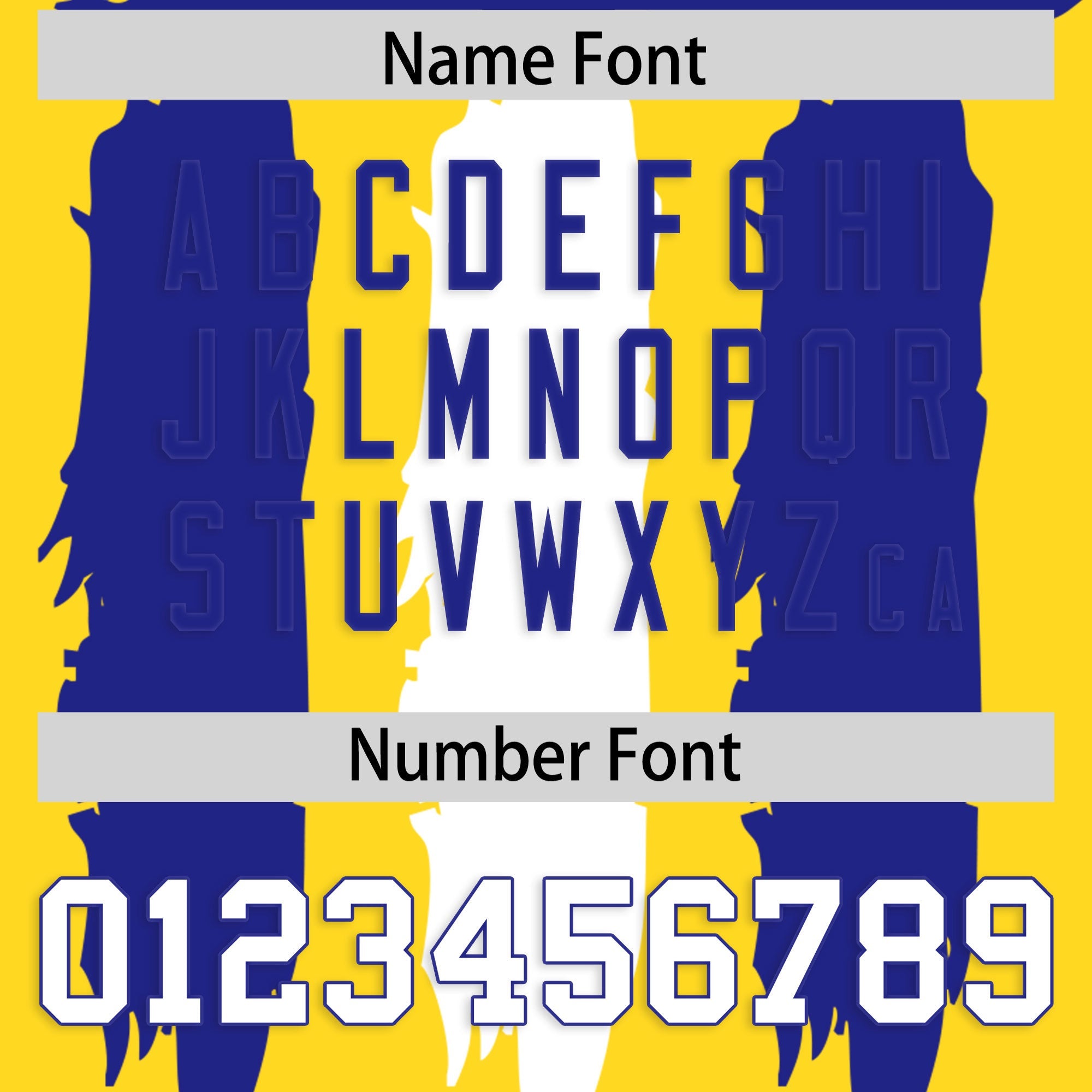 Custom Flag Football Jersey | Gold Royal and White Graffiti Pattern Practice 7on7 Uniforms | Add name, number & logo| KXKSHOP