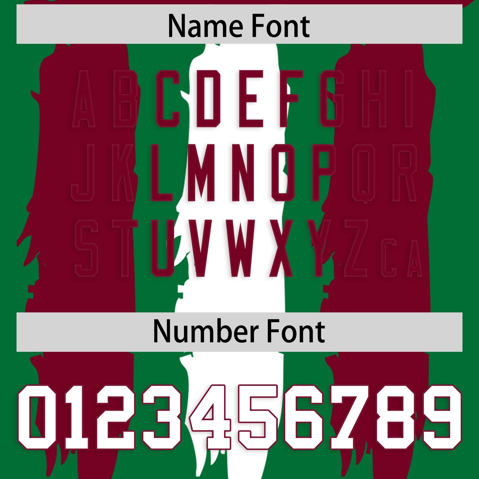 Custom Flag Football Jersey | Kelly Green Crimson and White Graffiti Pattern Practice 7on7 Uniforms | Add name, number & logo| KXKSHOP