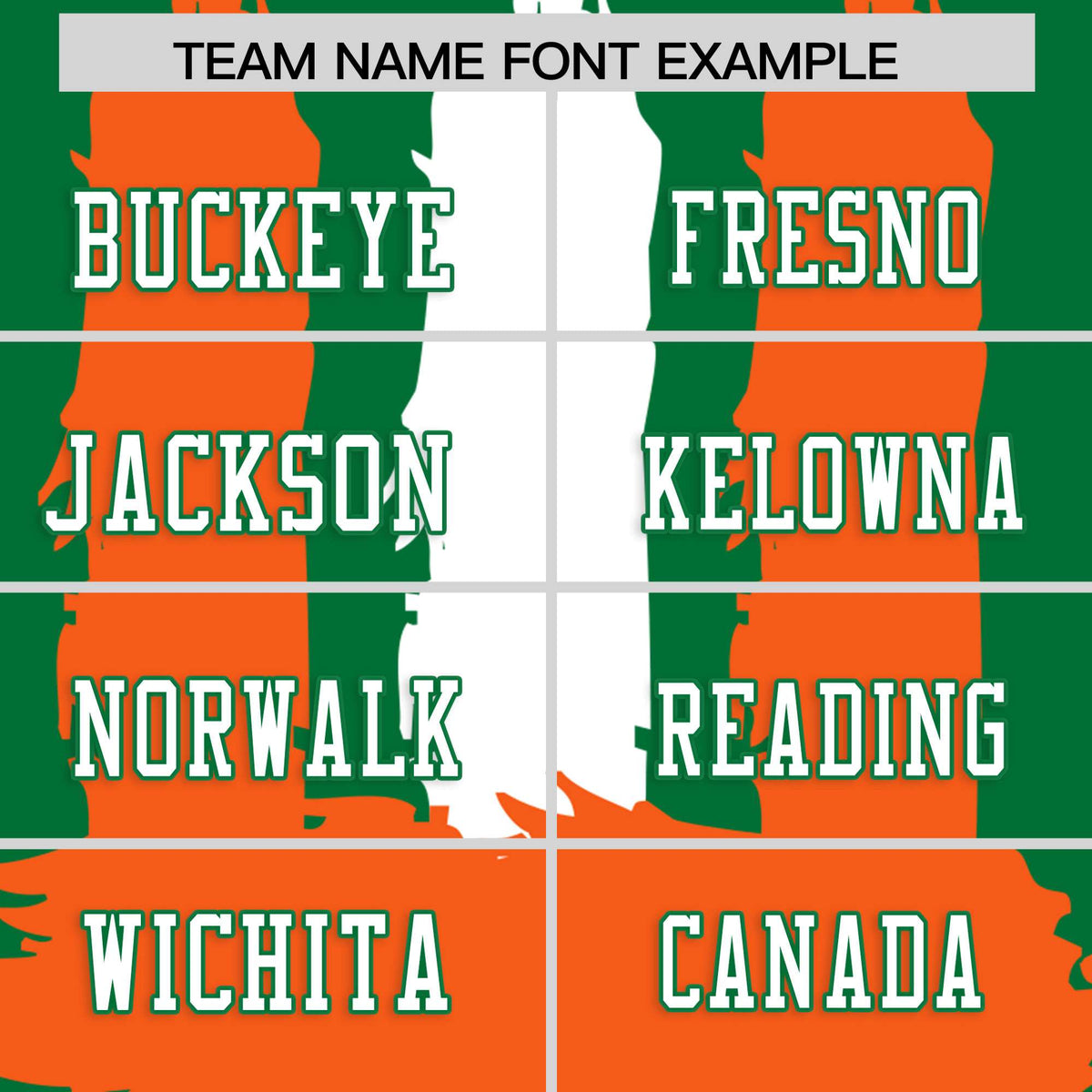 Custom Flag Football Jersey | Kelly Green Orange and White Graffiti Pattern Practice 7on7 Uniforms | Add name, number &amp; logo| KXKSHOP