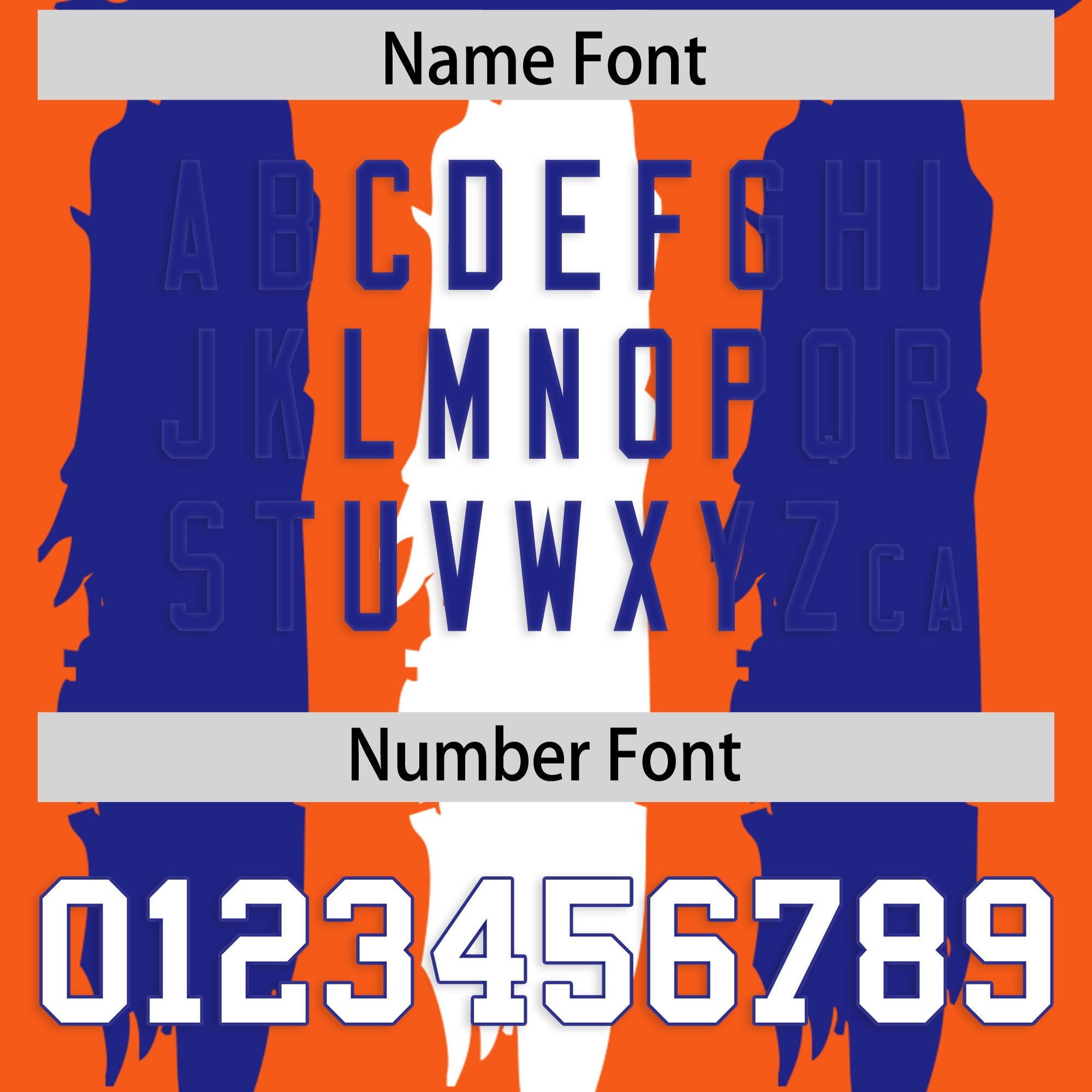 Custom Flag Football Jersey | Orange Royal and White Graffiti Pattern Practice 7on7 Uniforms | Add name, number & logo| KXKSHOP