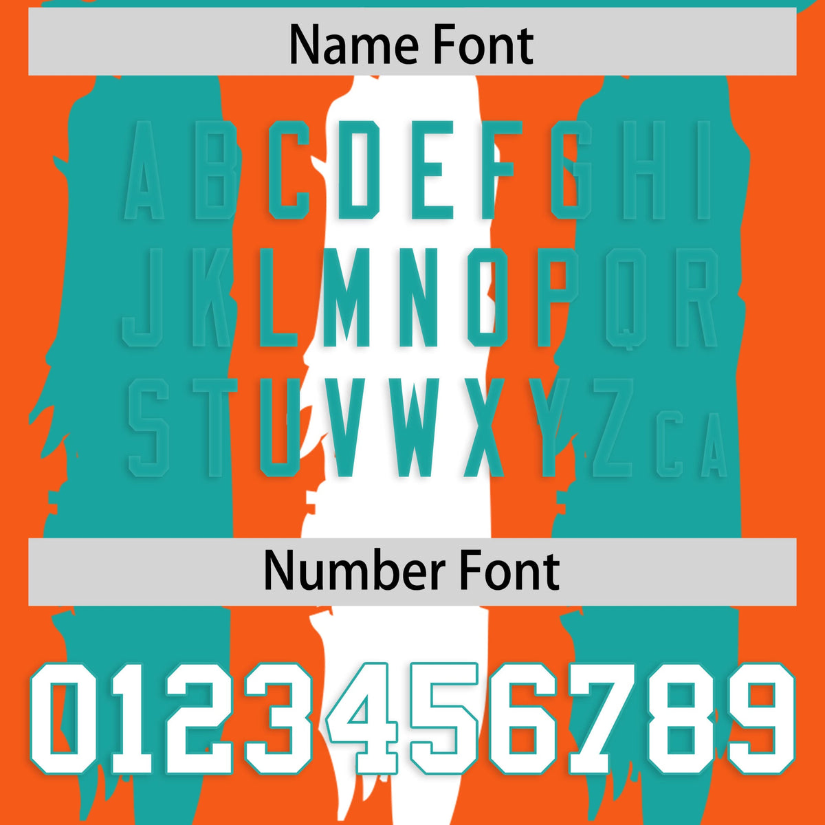 Custom Flag Football Jersey | Orange Aqua and White Graffiti Pattern Practice 7on7 Uniforms | Add name, number &amp; logo| KXKSHOP