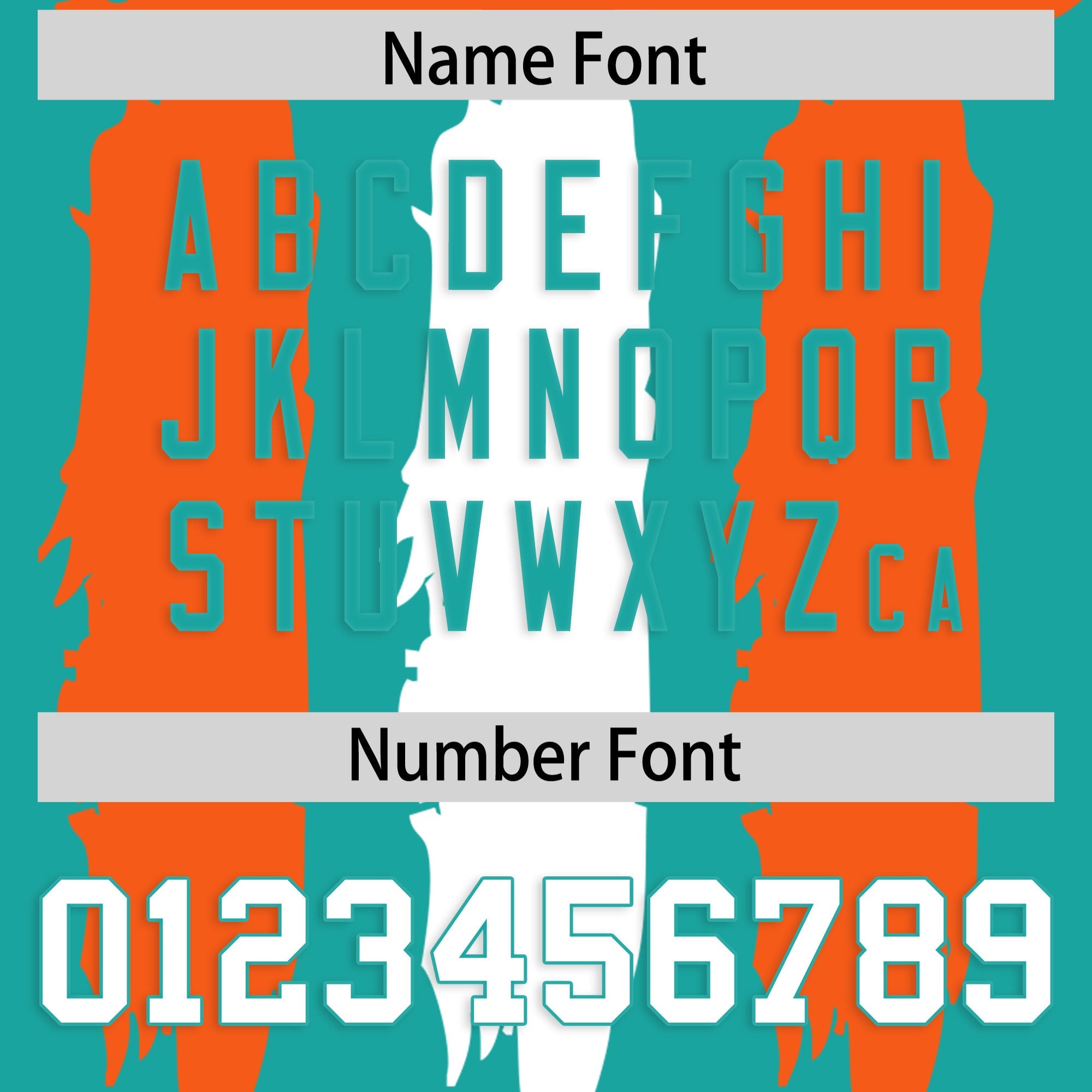 Custom Flag Football Jersey | Aqua Orange and White Graffiti Pattern Practice 7on7 Uniforms | Add name, number & logo| KXKSHOP