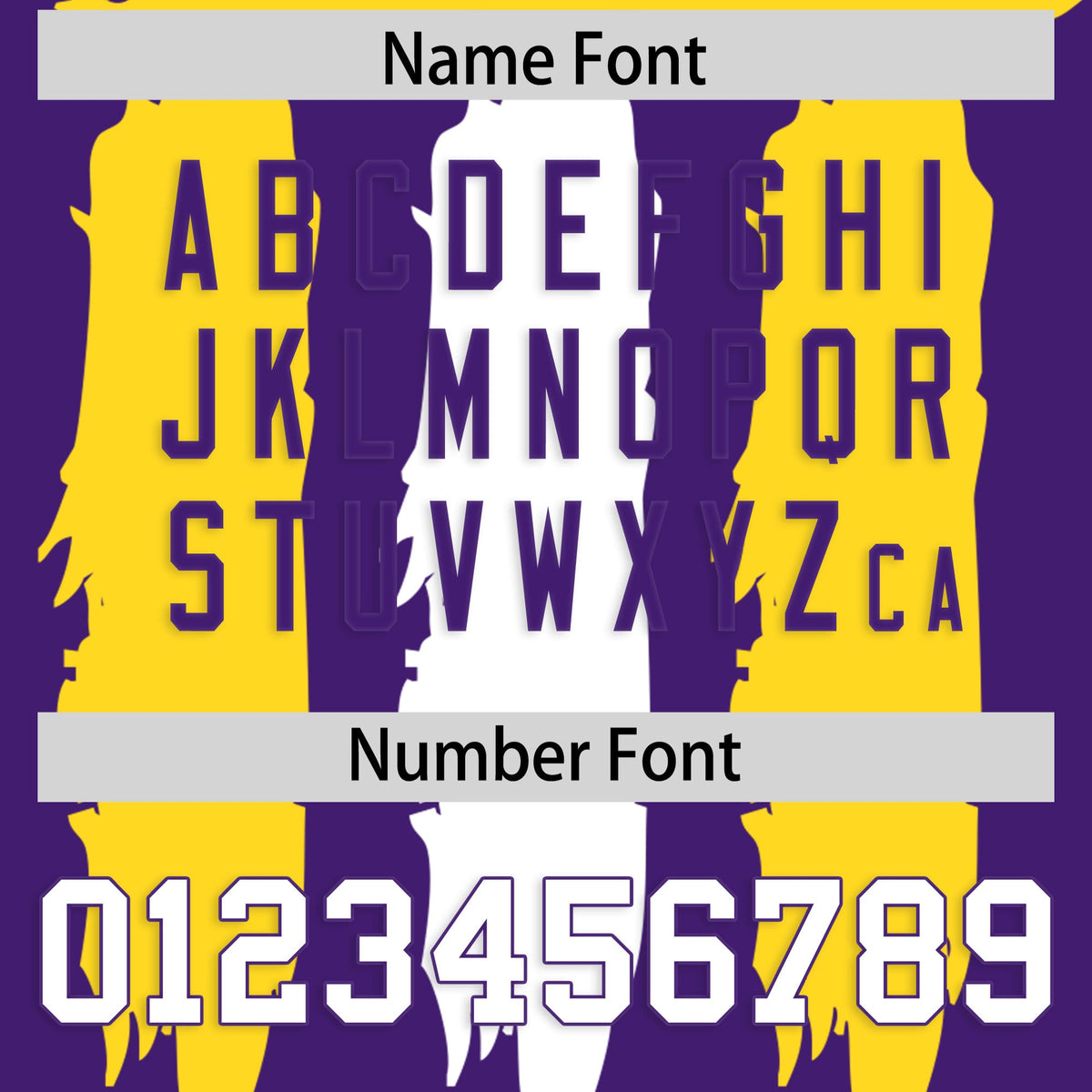 Custom Flag Football Jersey | Purple Gold and White Graffiti Pattern Practice 7on7 Uniforms | Add name, number &amp; logo| KXKSHOP