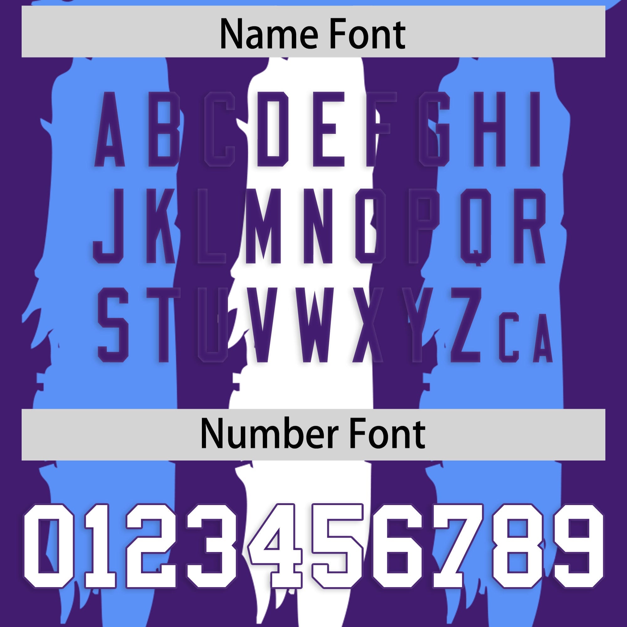 Custom Flag Football Jersey | Purple Powder Blue and White Graffiti Pattern Practice 7on7 Uniforms | Add name, number & logo| KXKSHOP