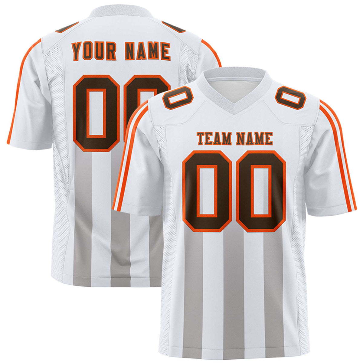 Custom White Gray Vertical Fine Stripe Gradient Fashion Personalized Team Football Jersey