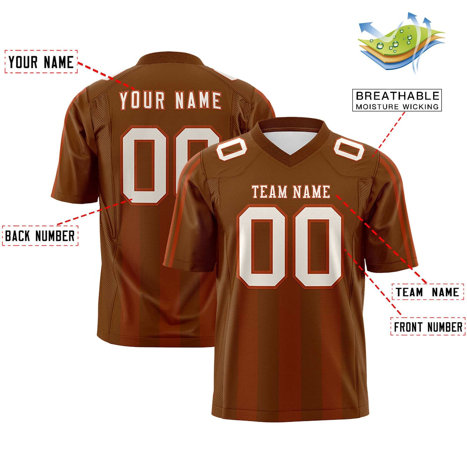 Custom Texas Orange Texas Orange Vertical Fine Stripe Gradient Fashion Personalized Team Football Jersey