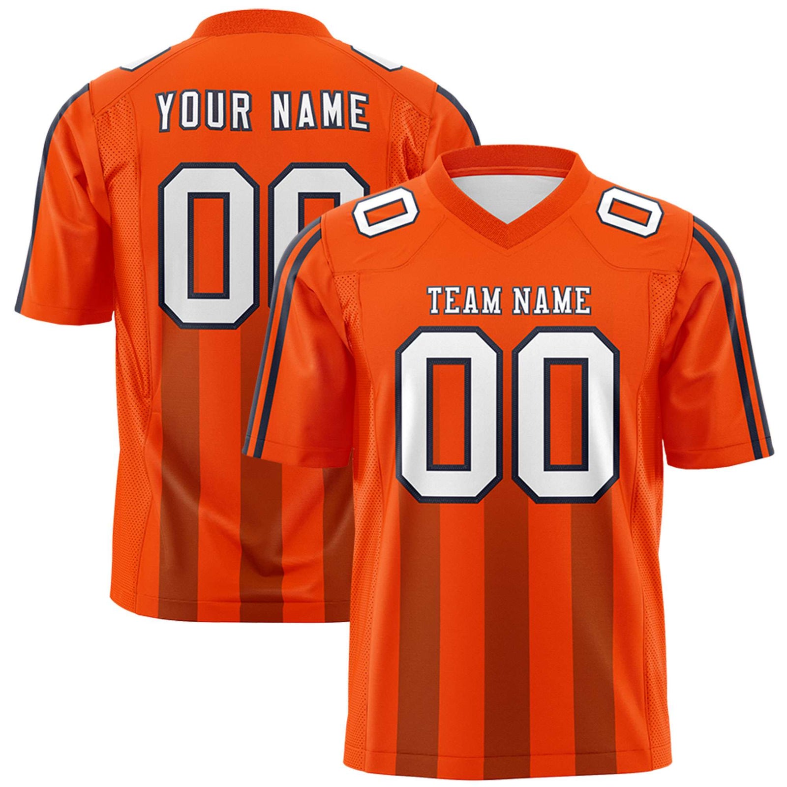Custom Orange Light Brown Vertical Fine Stripe Gradient Fashion Personalized Team Football Jersey