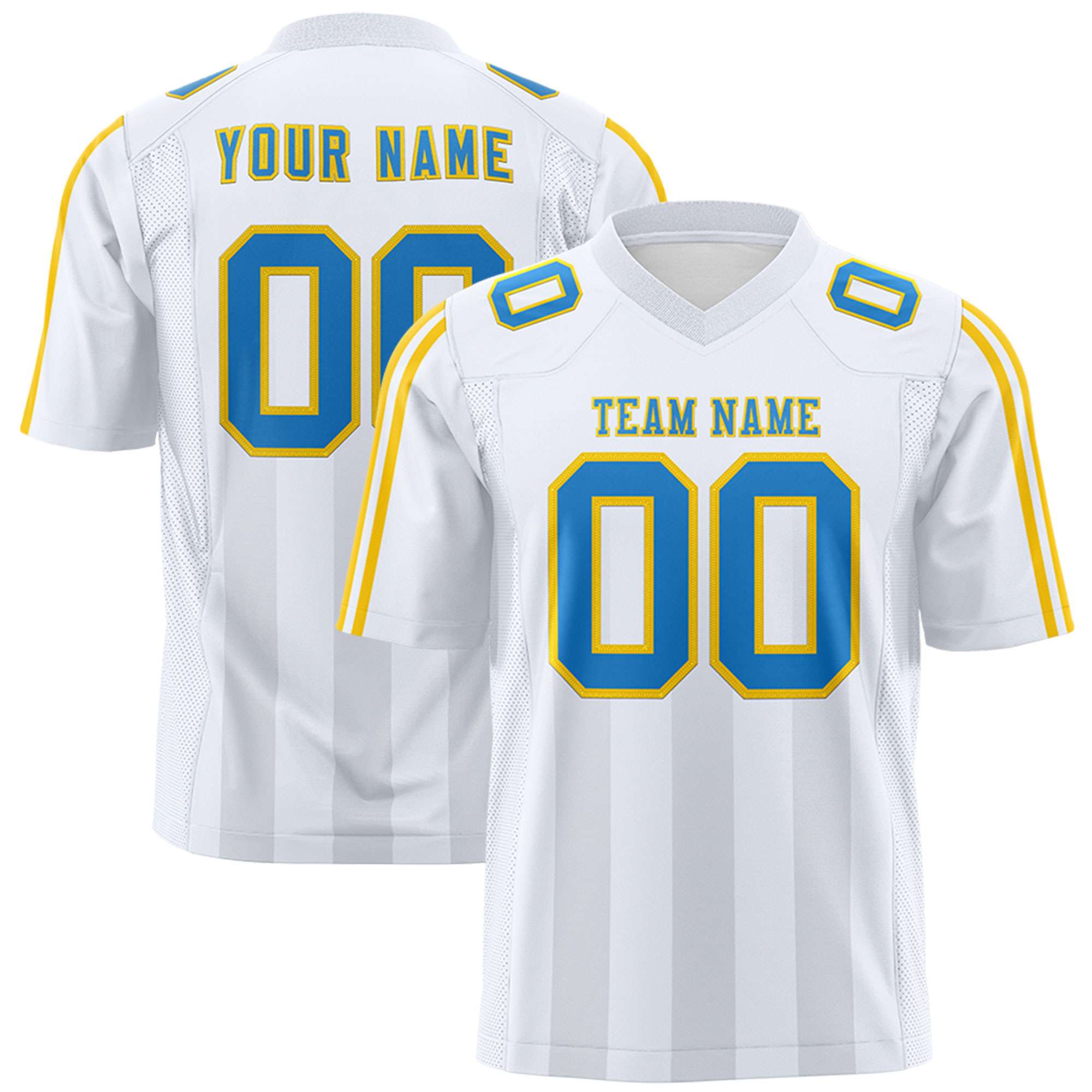 Custom White Gray Vertical Fine Stripe Gradient Fashion Personalized Team Football Jersey