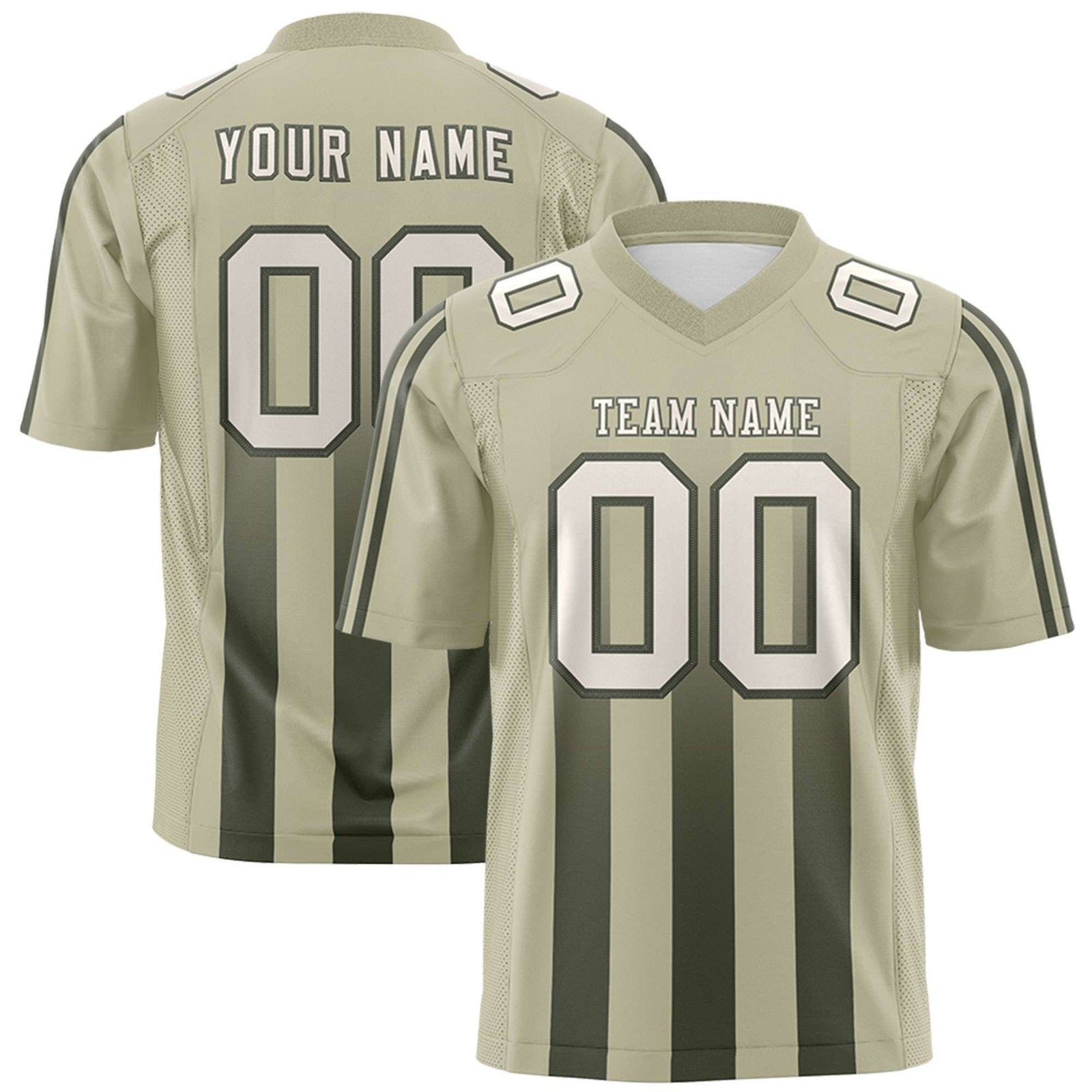 Custom Camel Olive Vertical Fine Stripe Gradient Fashion Personalized Team Football Jersey