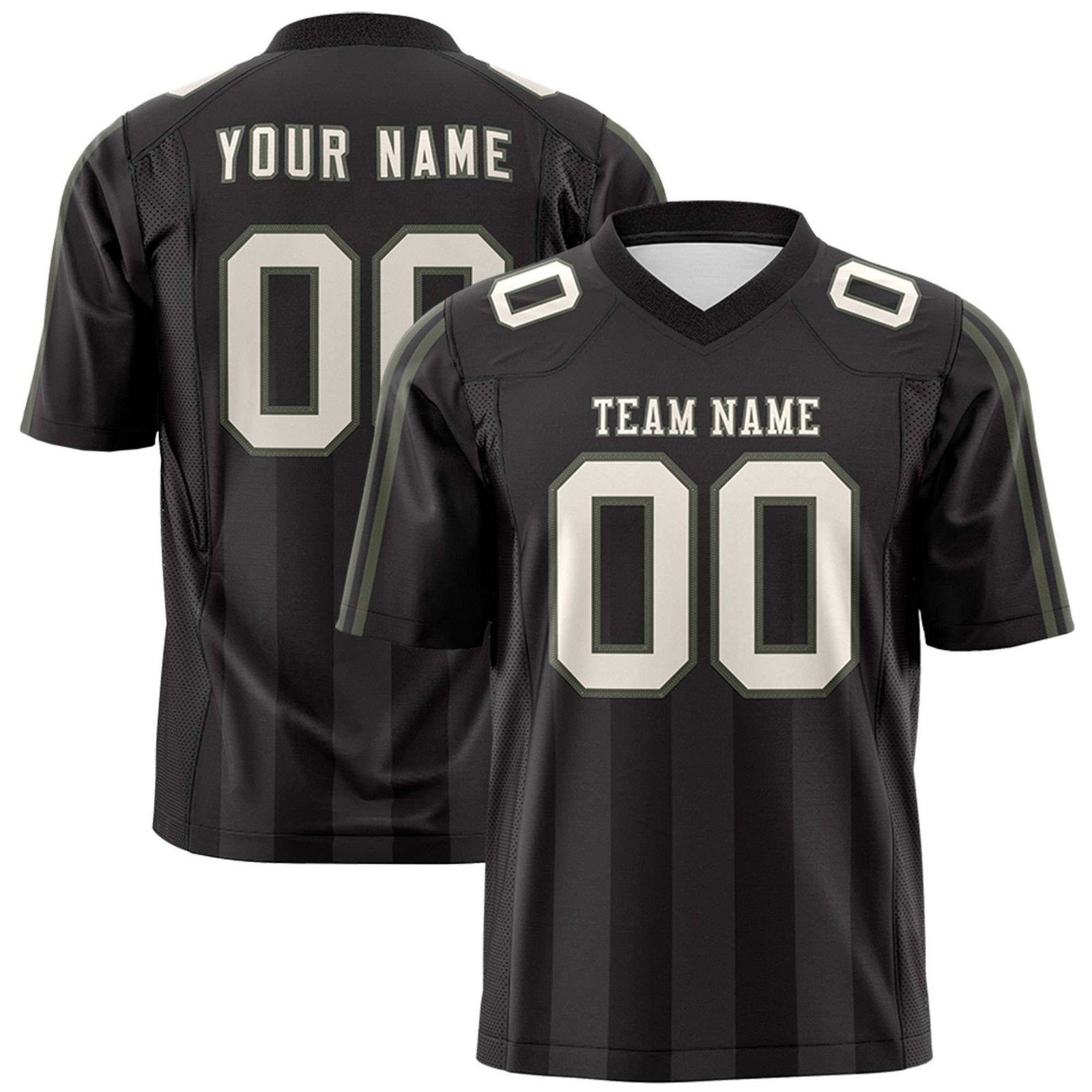 Custom Black Gray Vertical Fine Stripe Gradient Fashion Personalized Team Football Jersey