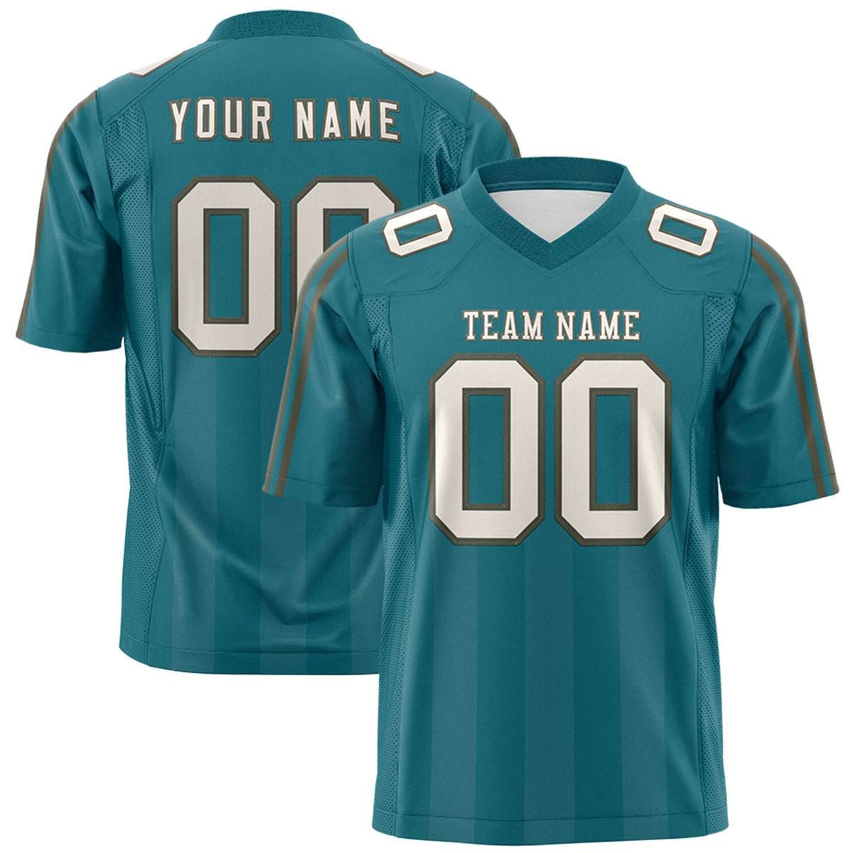 Custom Aqua Gray Vertical Fine Stripe Gradient Fashion Personalized Team Football Jersey