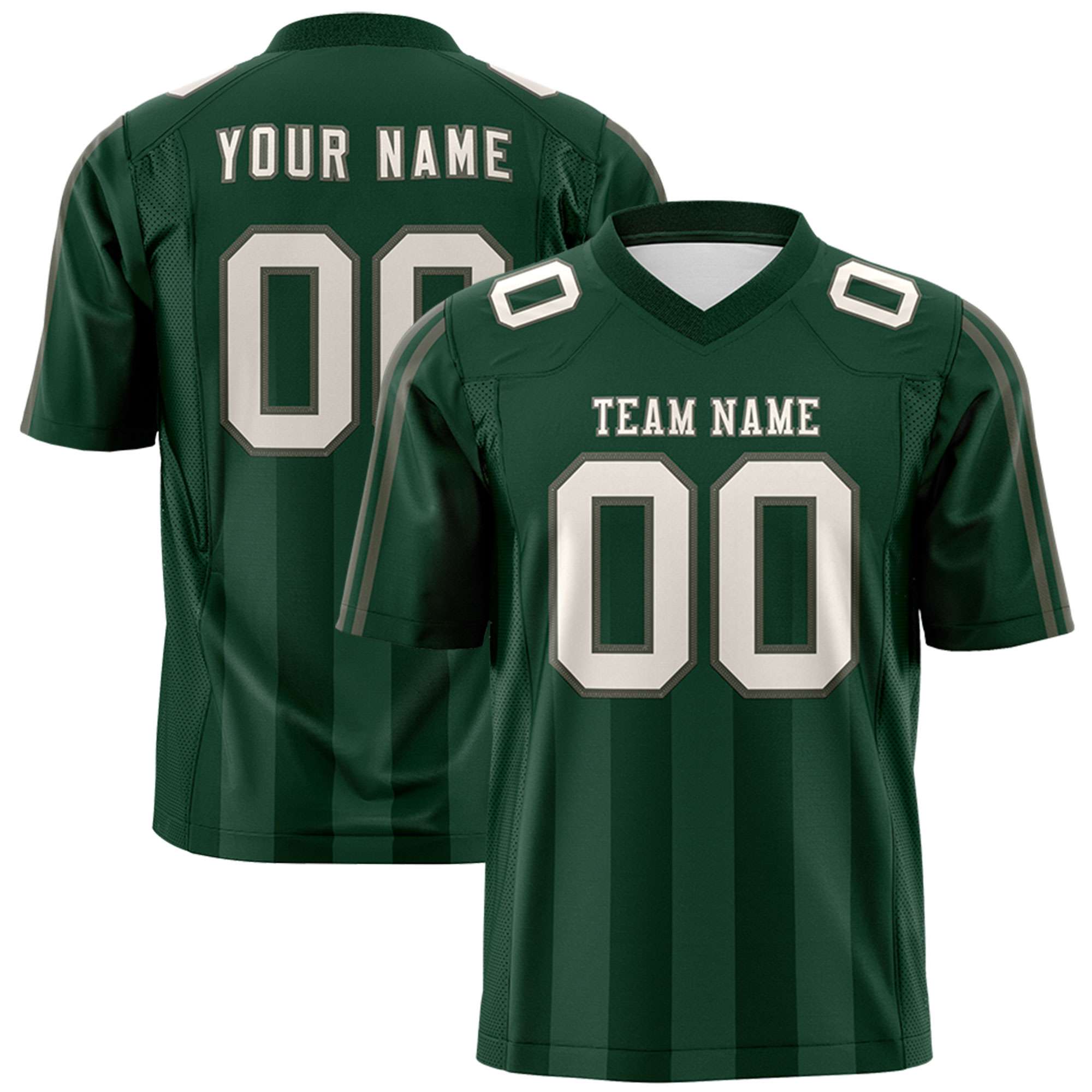 Custom Green White Vertical Fine Stripe Gradient Fashion Personalized Team Football Jersey
