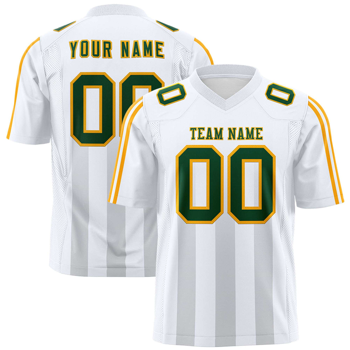 Custom White Gray Vertical Fine Stripe Gradient Fashion Personalized Team Football Jersey