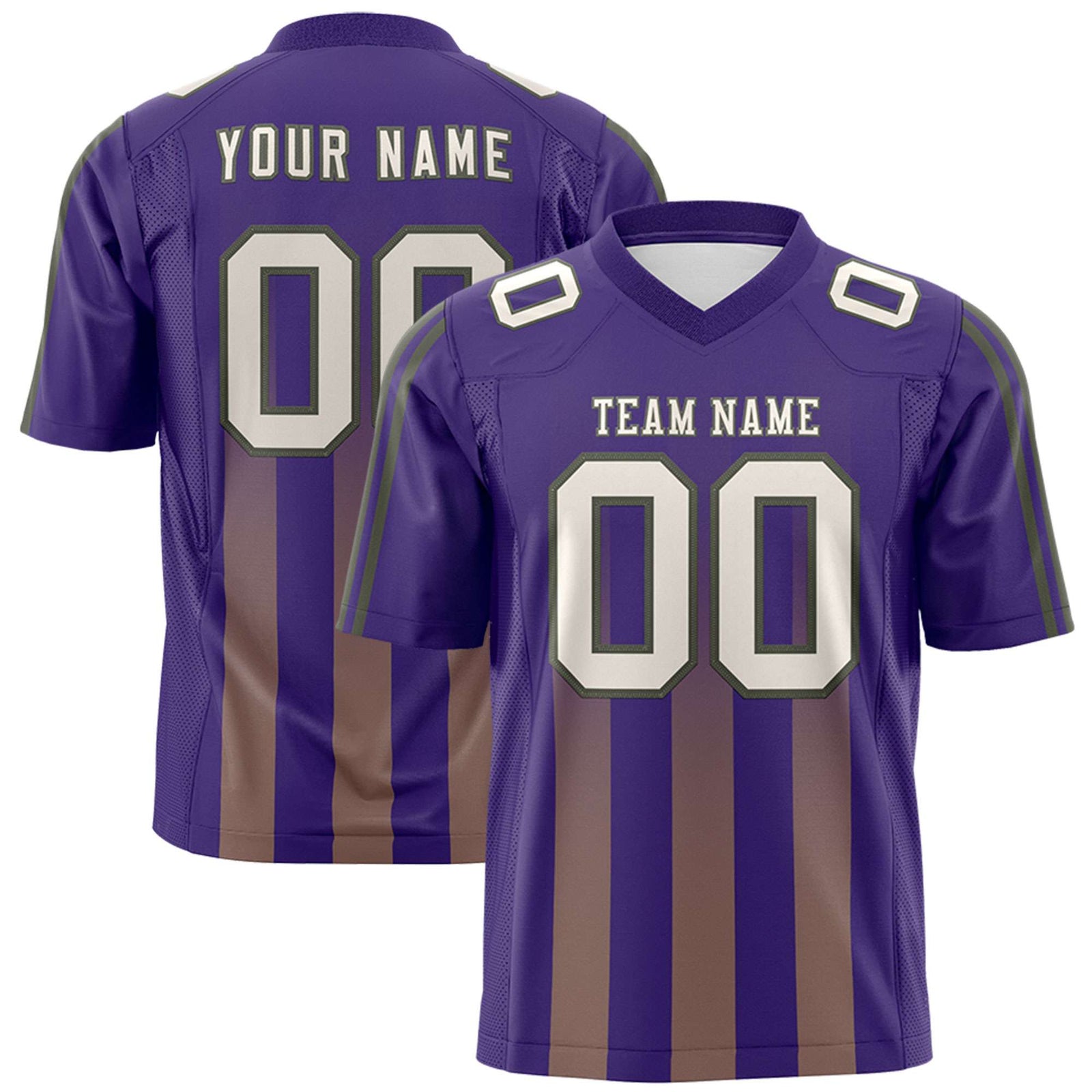 Custom Purple Khaki Vertical Fine Stripe Gradient Fashion Personalized Team Football Jersey