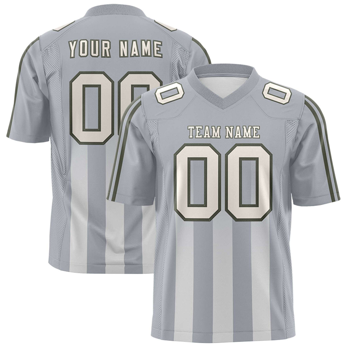 Custom Grey Gray Vertical Fine Stripe Gradient Fashion Personalized Team Football Jersey