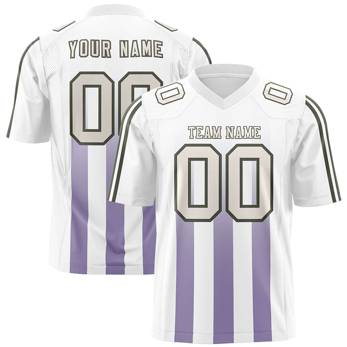 Custom White Purple Vertical Fine Stripe Gradient Fashion Personalized Team Football Jersey