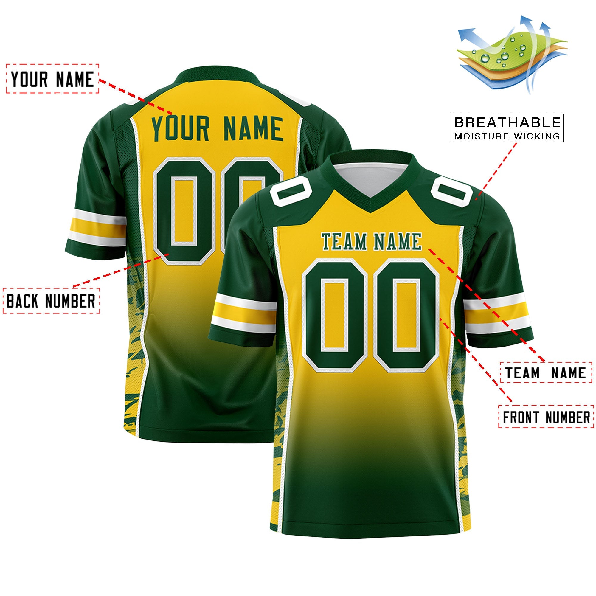 Personalized Football Green Jersey | Custom American Shirts - KXKSHOP Personalized Football Green Jersey | Custom American Shirts - KXKSHOP