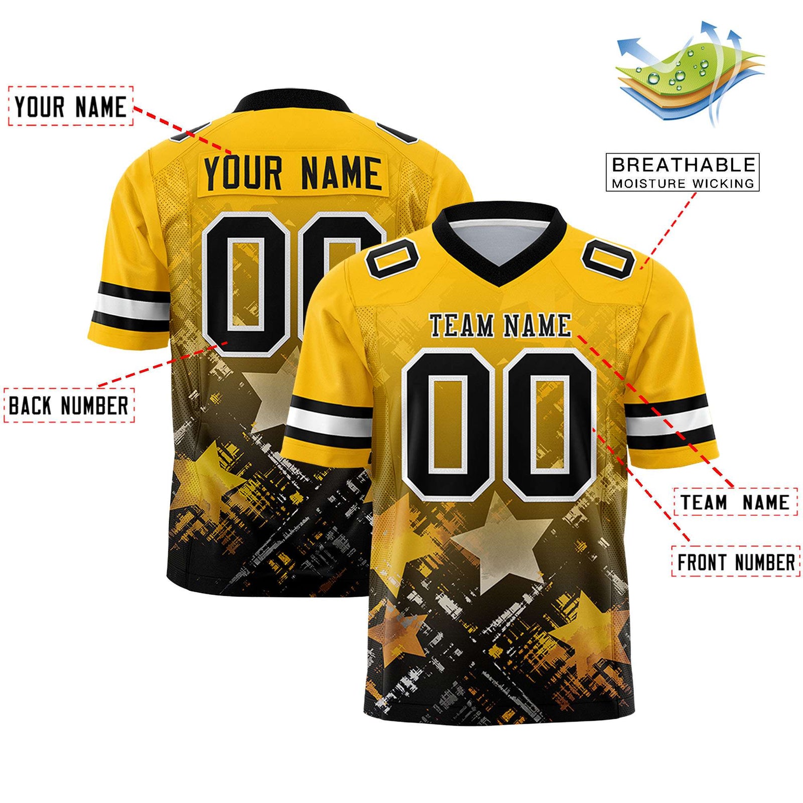 Custom Yellow and Black Customize Flag Football Jersey - 7v7 Uniform| KXKSHOP