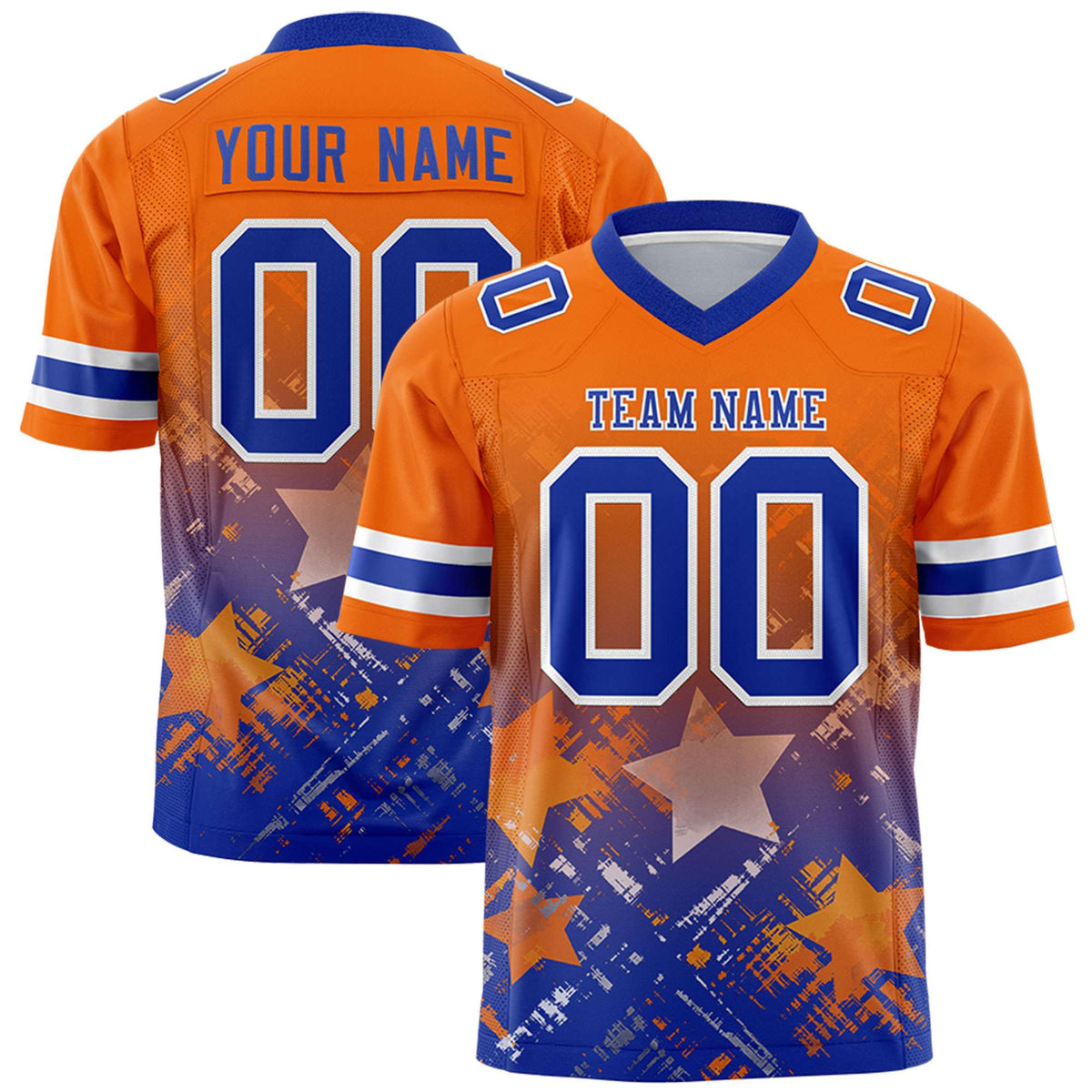 Custom Orange and Royal Customize Flag Football Jersey - 7v7 Uniform| KXKSHOP