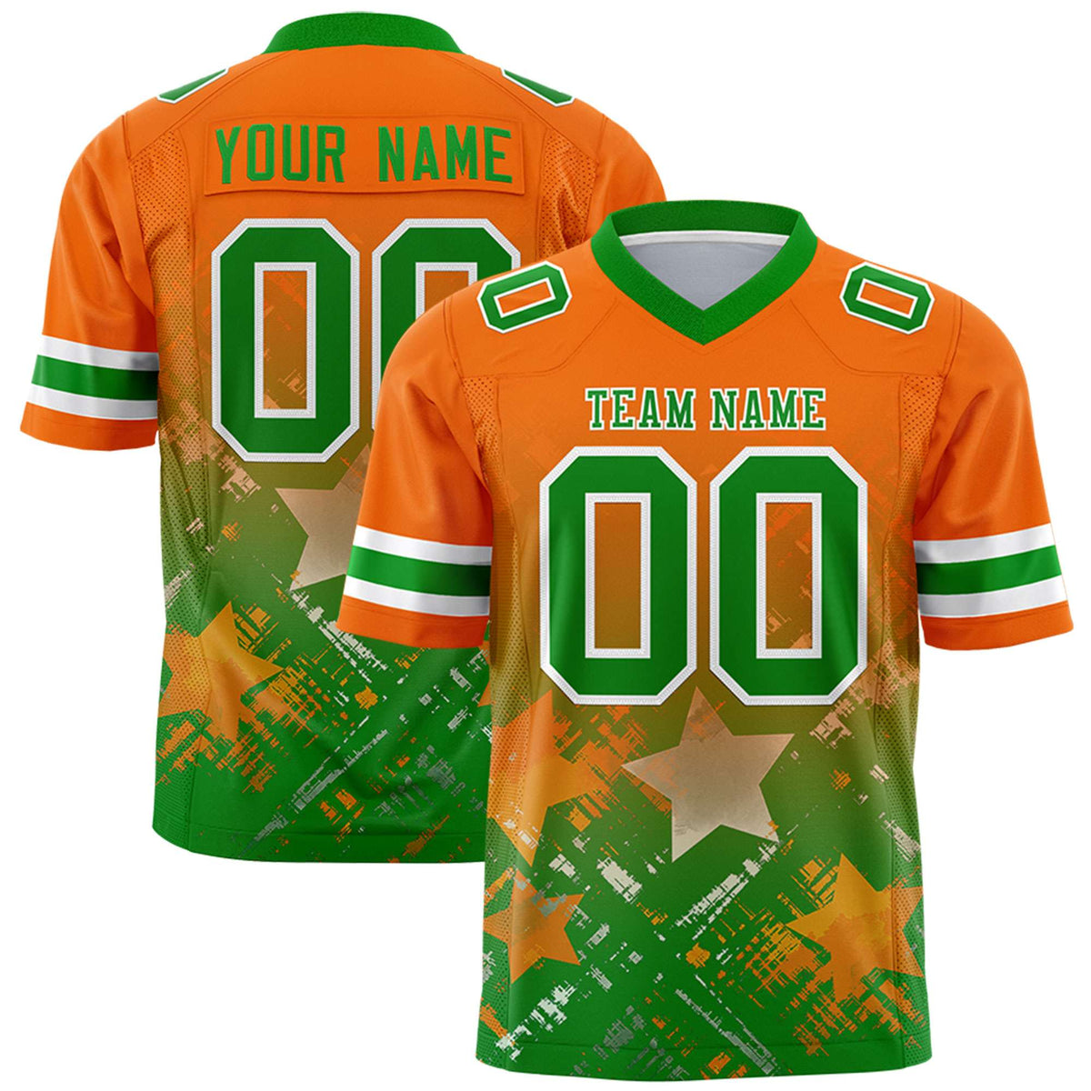 Custom Orange and Kelly Green Customize Flag Football Jersey - 7v7 Uniform| KXKSHOP