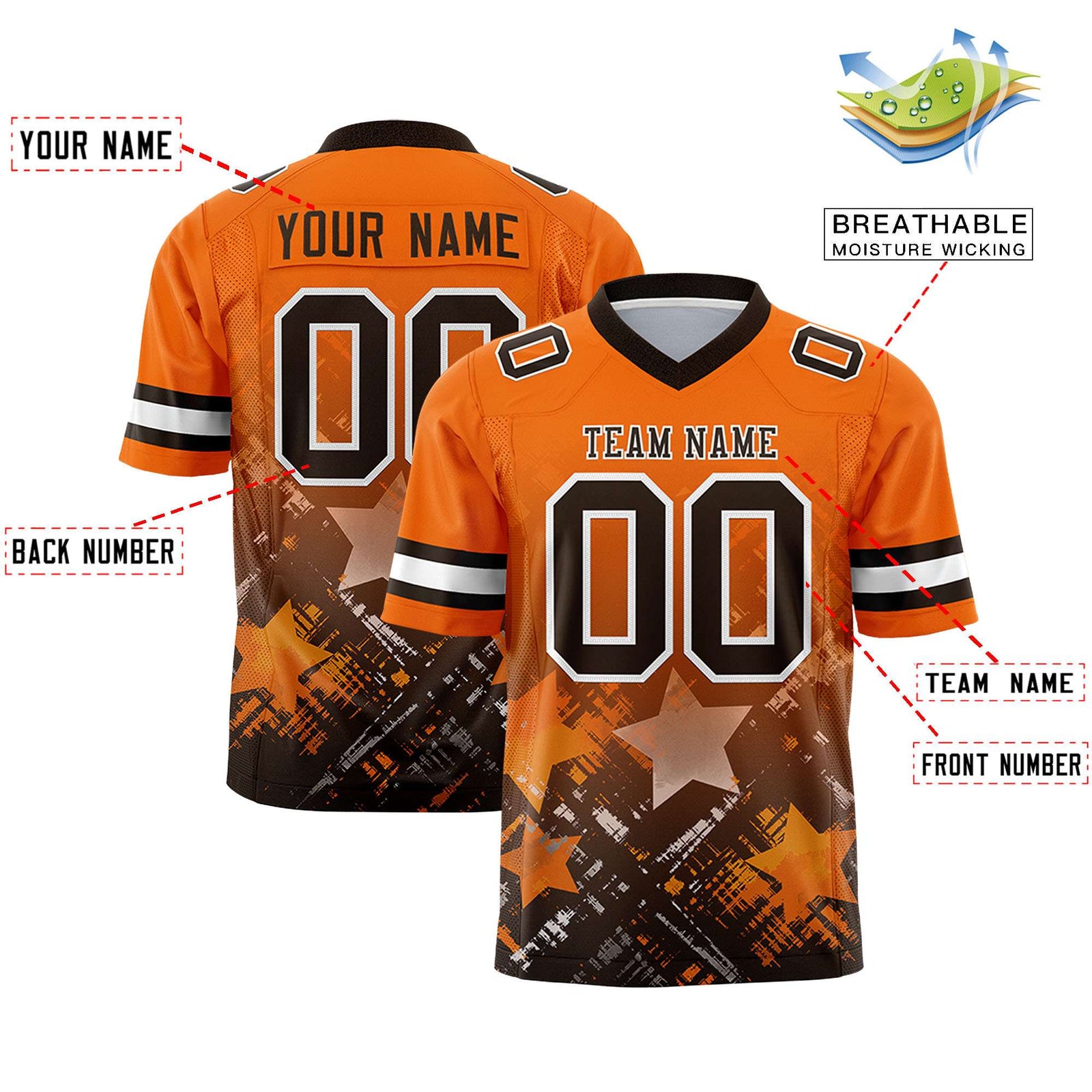 Custom Orange and Brown Customize Flag Football Jersey - 7v7 Uniform| KXKSHOP