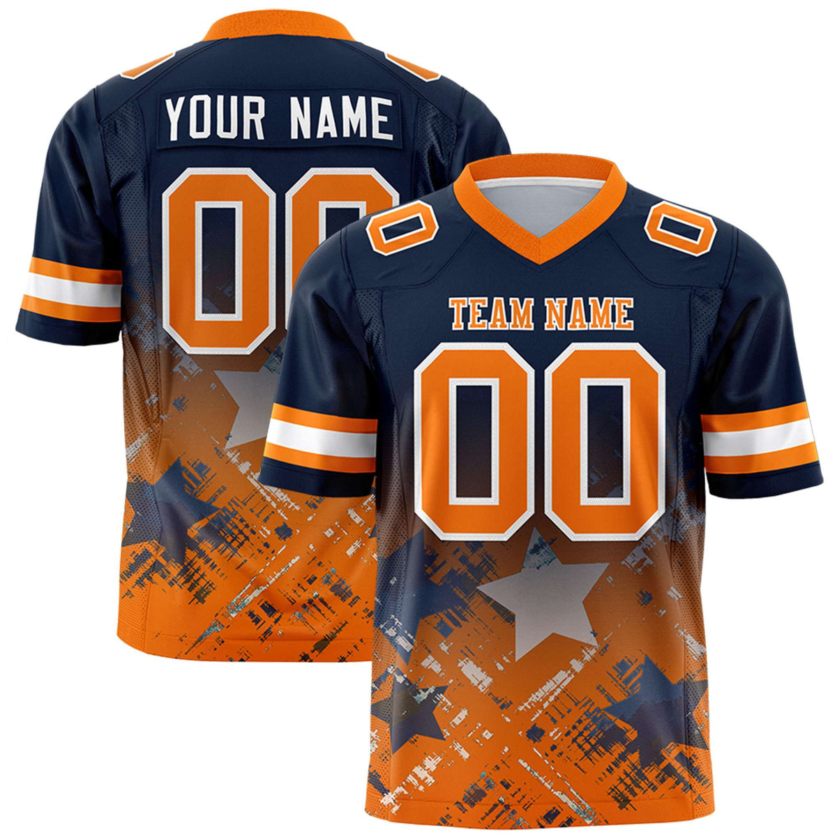 Custom Navy and Orange Customize Flag Football Jersey - 7v7 Uniform| KXKSHOP