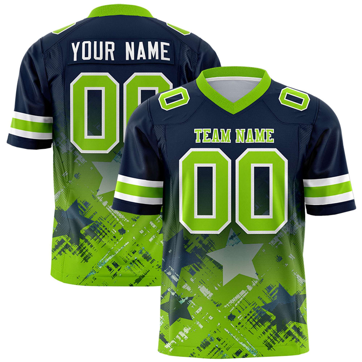 Custom Navy and Neon Green Customize Flag Football Jersey - 7v7 Uniform| KXKSHOP