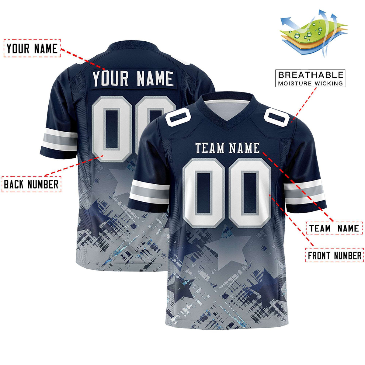 Custom Navy and Navy Customize Flag Football Jersey - 7v7 Uniform| KXKSHOP