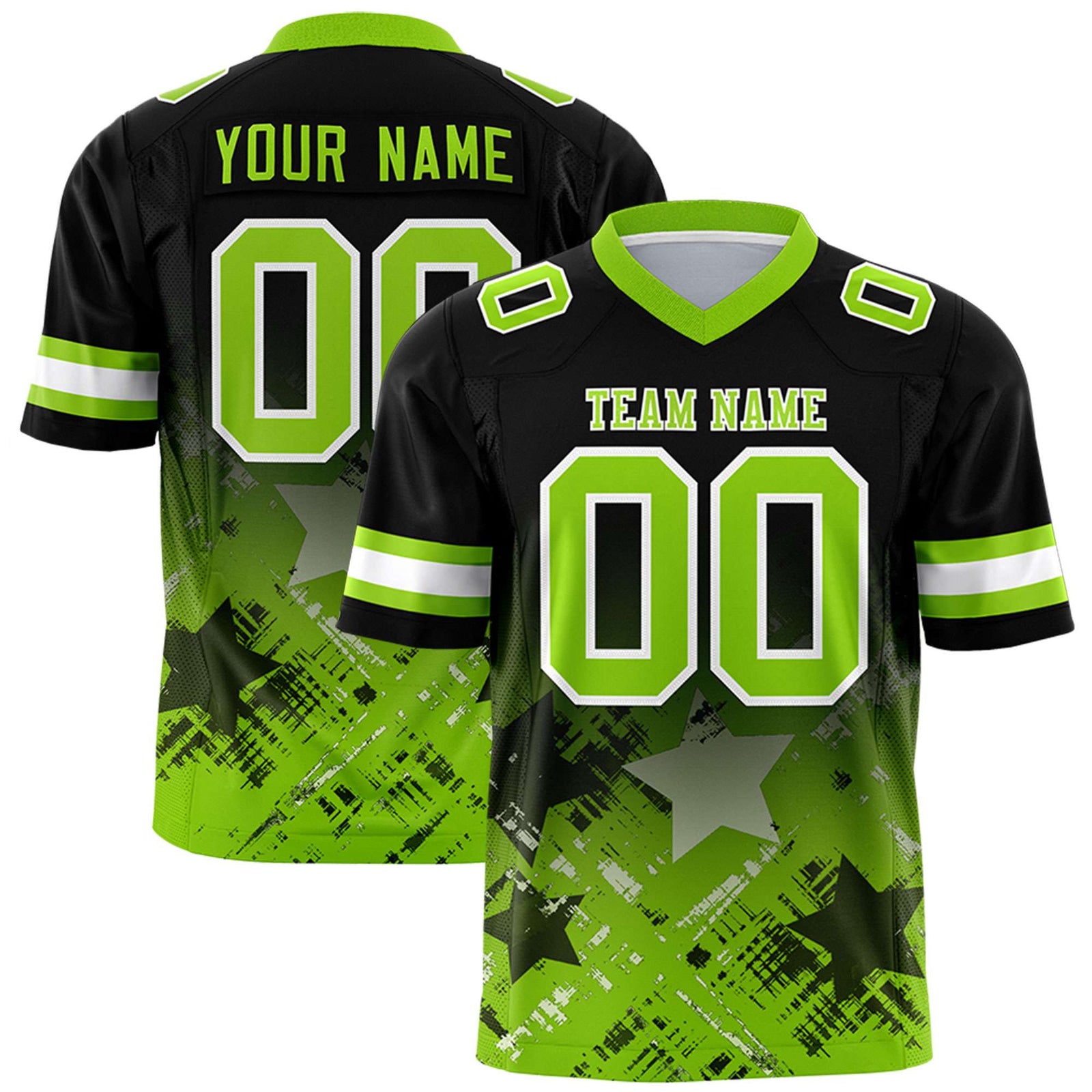 Custom Black and Neon Green Customize Flag Football Jersey - 7v7 Uniform| KXKSHOP