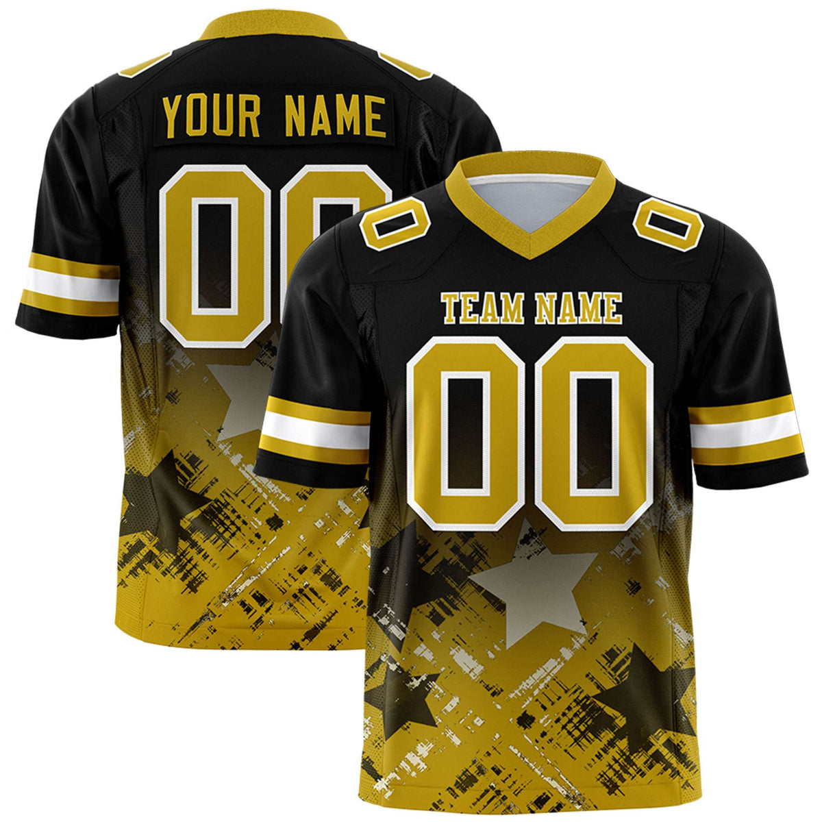 Custom Black and Old Gold Customize Flag Football Jersey - 7v7 Uniform| KXKSHOP