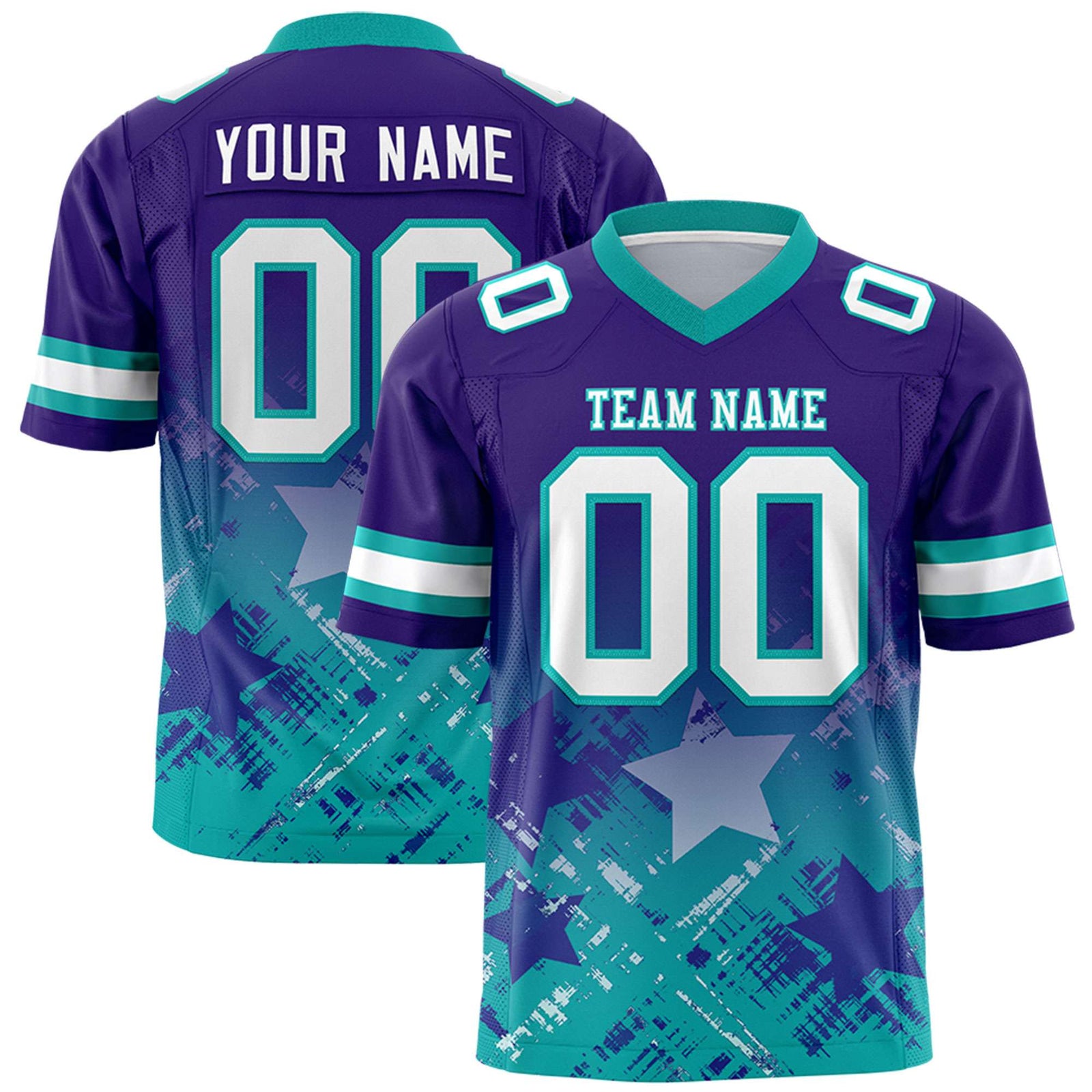 Custom Purple and Aqua Customize Flag Football Jersey - 7v7 Uniform| KXKSHOP