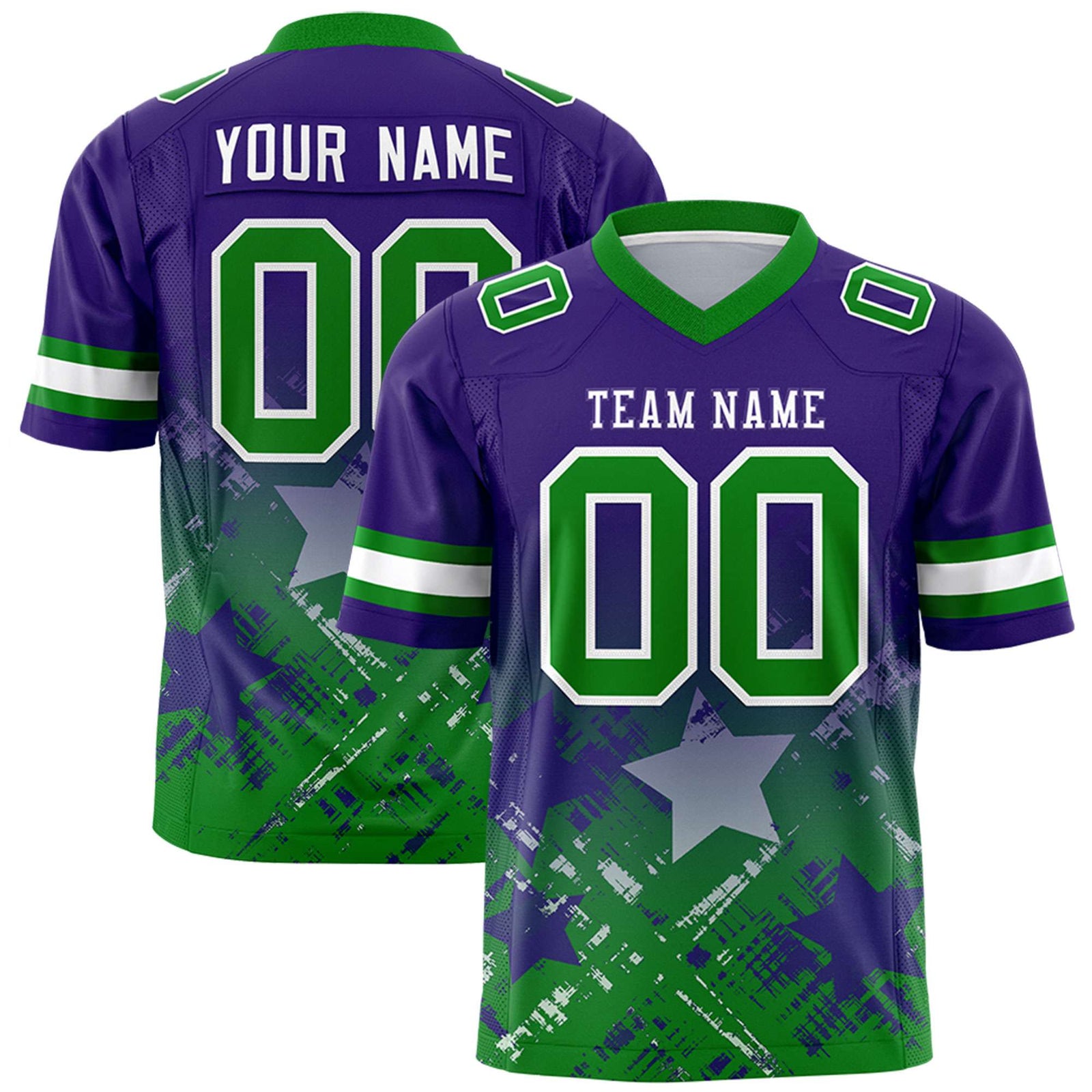 Custom Purple and Kelly Green Customize Flag Football Jersey - 7v7 Uniform| KXKSHOP