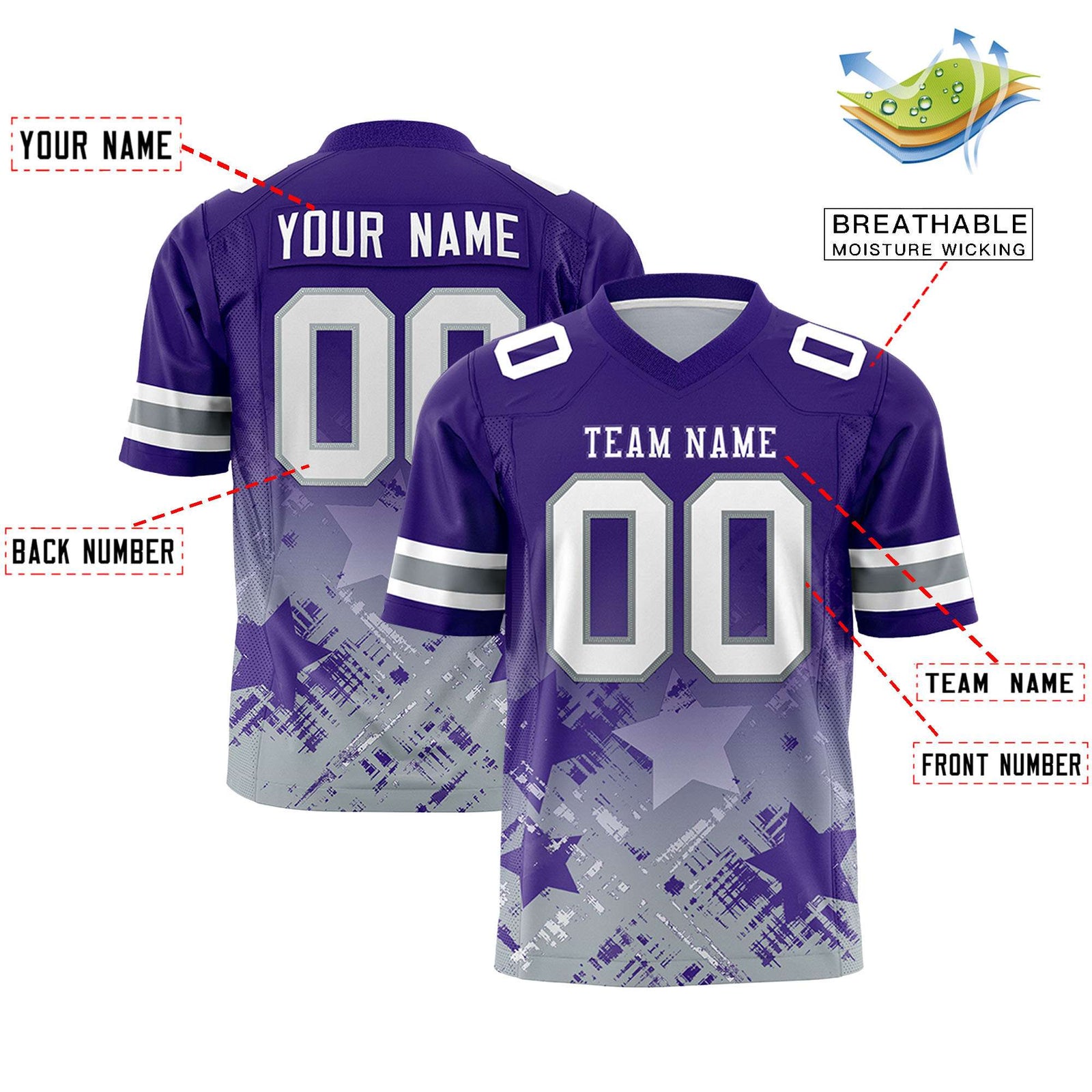 Custom Purple and Purple Customize Flag Football Jersey - 7v7 Uniform| KXKSHOP