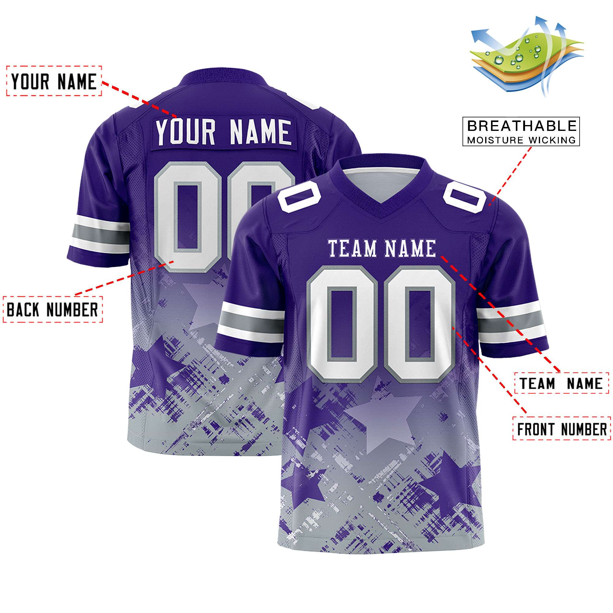 Custom Purple and Purple Customize Flag Football Jersey - 7v7 Uniform| KXKSHOP