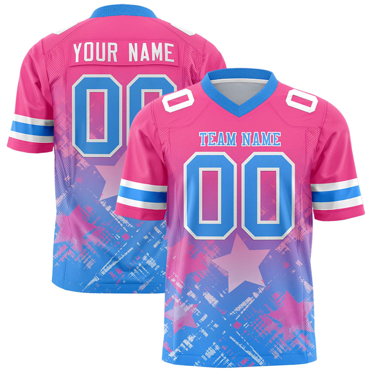 Custom Pink and Light Blue Customize Flag Football Jersey - 7v7 Uniform| KXKSHOP