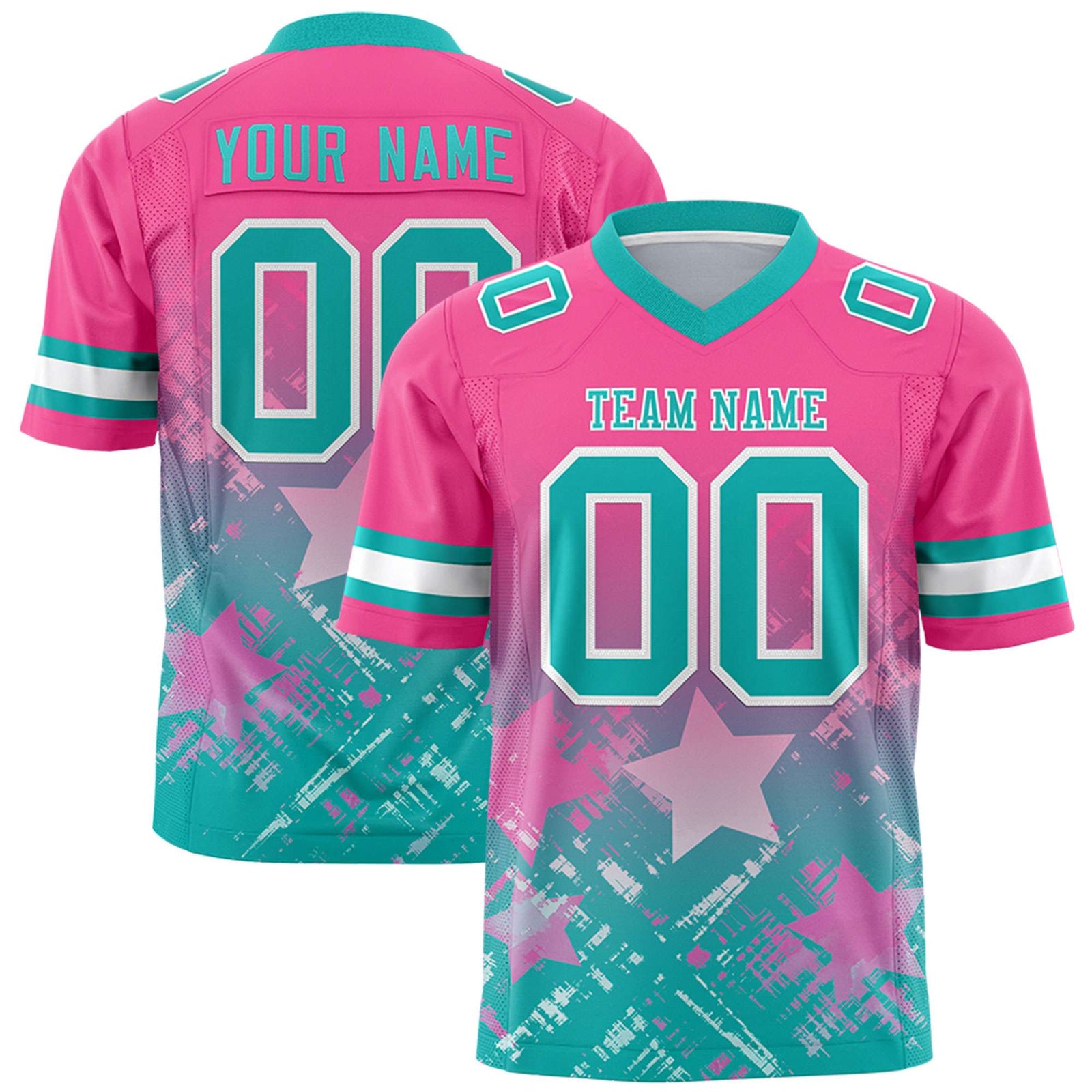 Custom Pink and Aqua Customize Flag Football Jersey - 7v7 Uniform| KXKSHOP