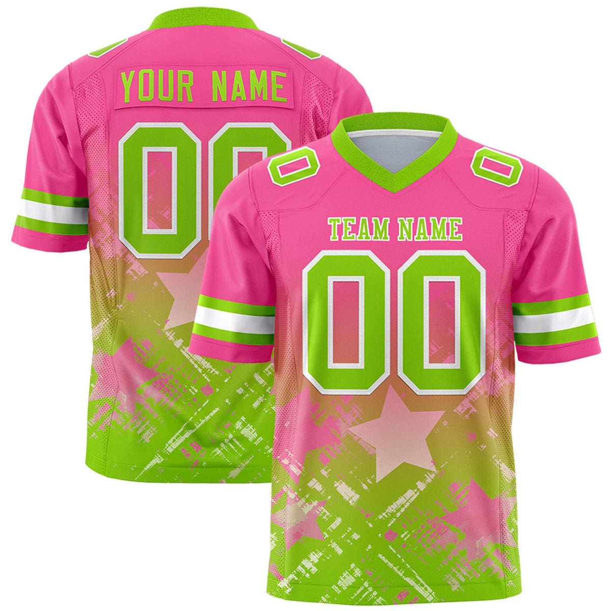 Custom Pink and Neon Green Customize Flag Football Jersey - 7v7 Uniform| KXKSHOP