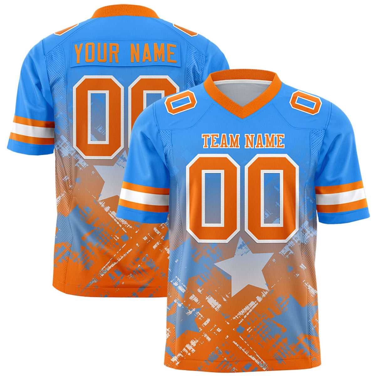 Custom Light Blue and Orange Customize Flag Football Jersey - 7v7 Uniform| KXKSHOP