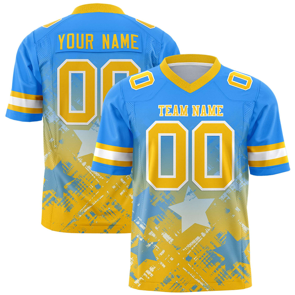 Custom Light Blue and Yellow Customize Flag Football Jersey - 7v7 Uniform| KXKSHOP
