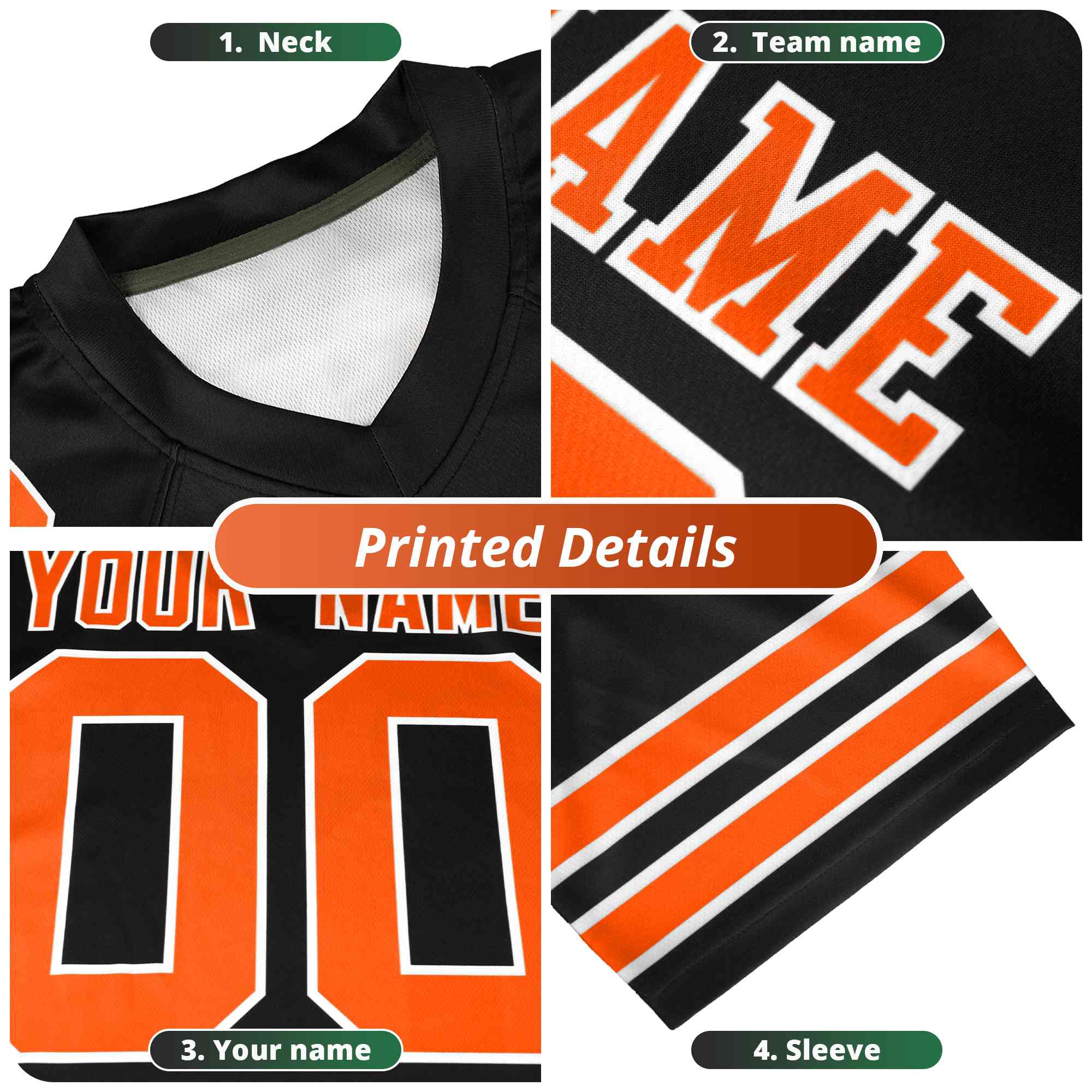 Custom Black and Yellow Customize Flag Football Jersey - 7v7 Uniform| KXKSHOP