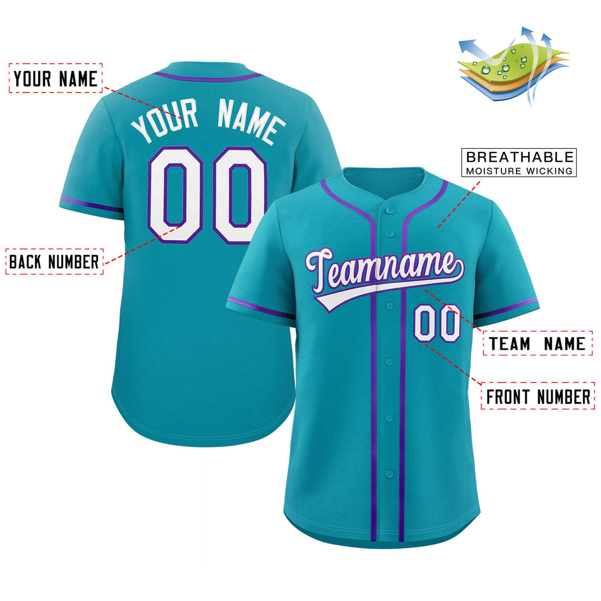 teal baseball jersey information
