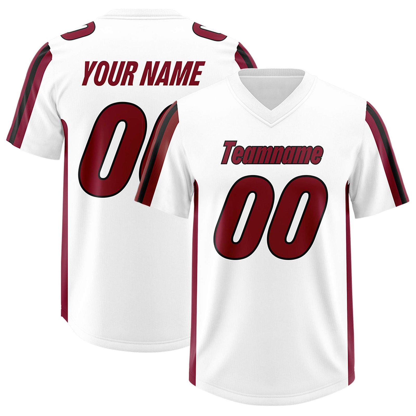 Custom White Cardinal and Black Side Stripe Pattern Authentic Football Jersey