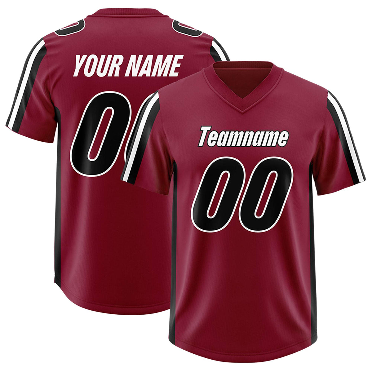 Custom Cardinal Black and White Side Stripe Pattern Authentic Football Jersey