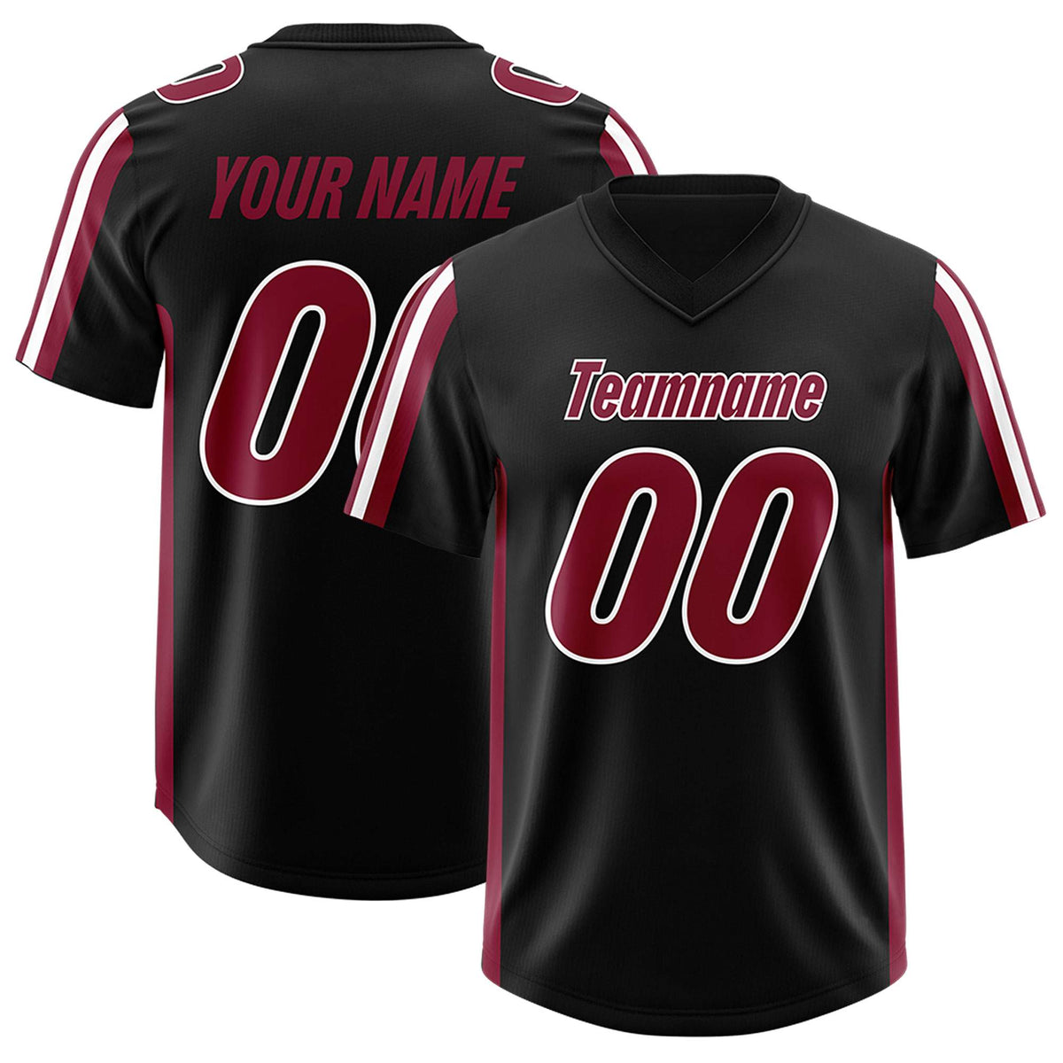 Custom Black Cardinal and White Side Stripe Pattern Authentic Football Jersey