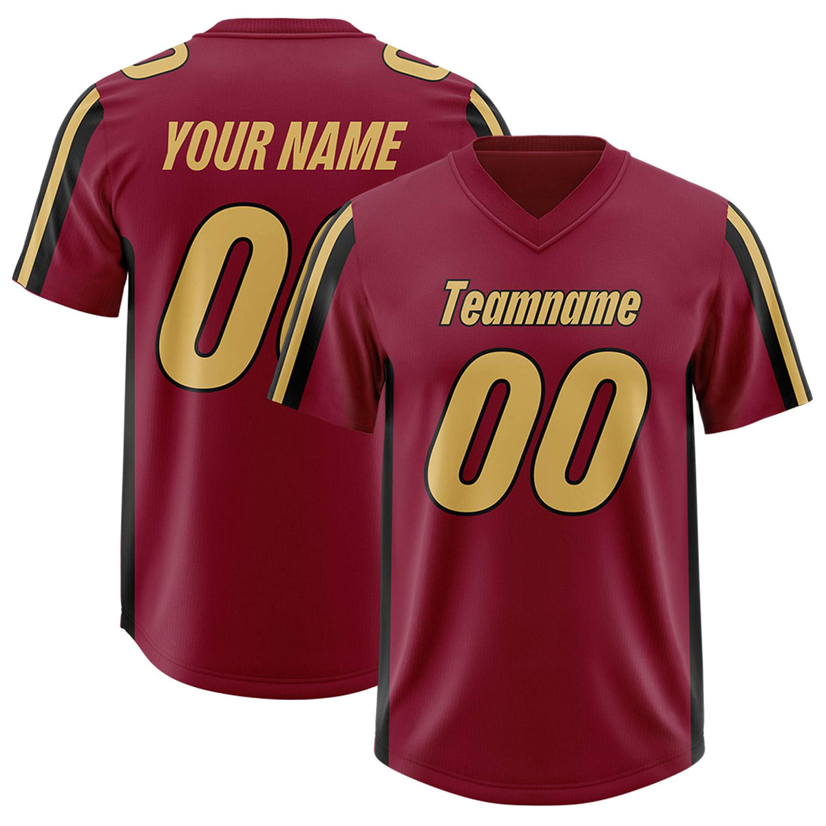 Custom Cardinal Black and White Side Stripe Pattern Authentic Football Jersey