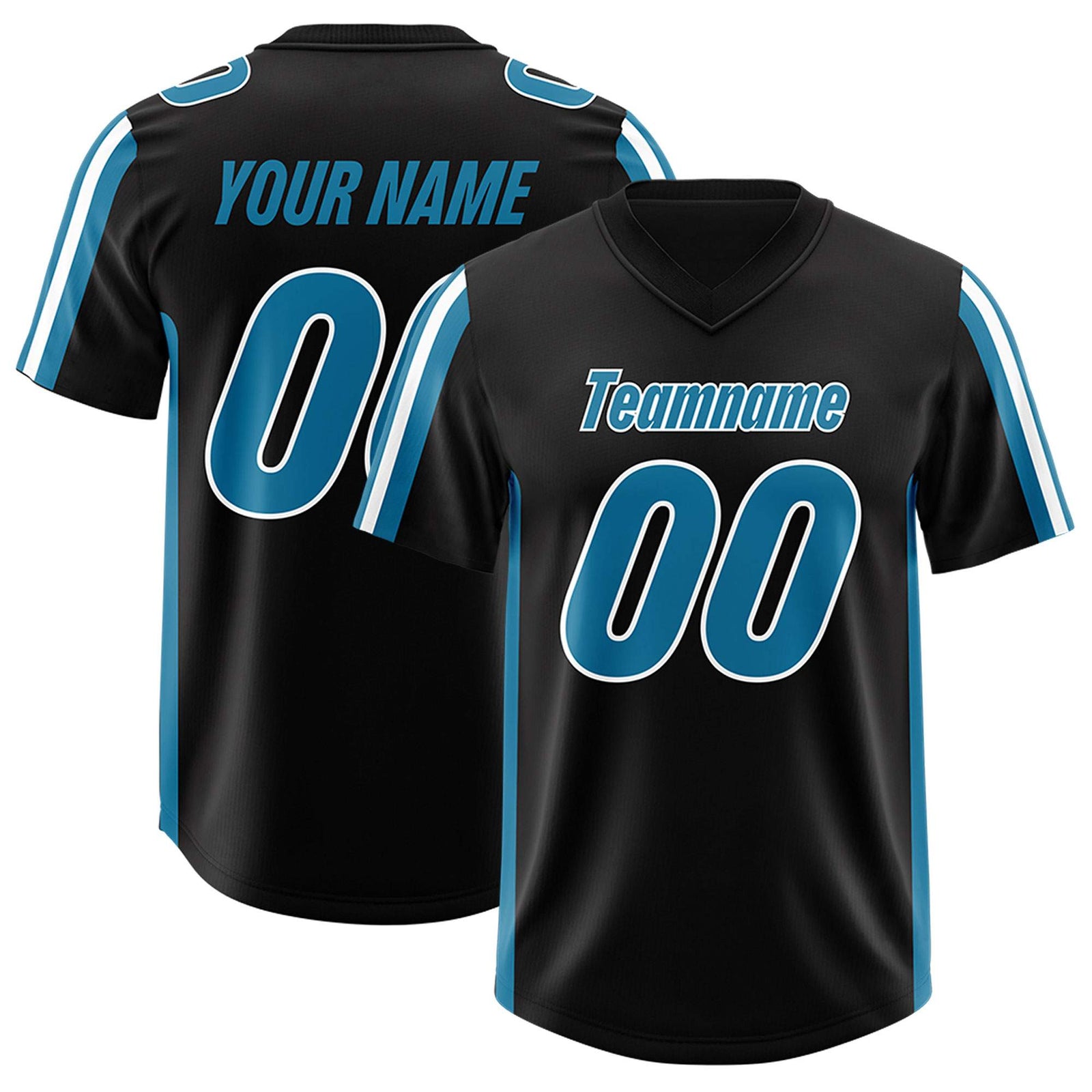 Custom Black Panther Blue and White Side Stripe Pattern Authentic Football Jersey