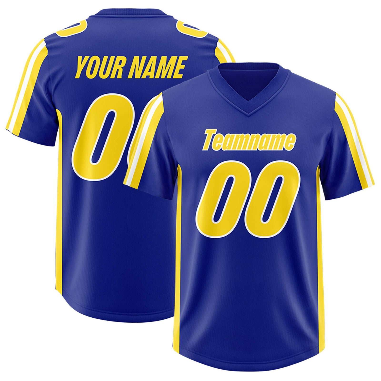 Custom Royal Gold and White Side Stripe Pattern Authentic Football Jersey