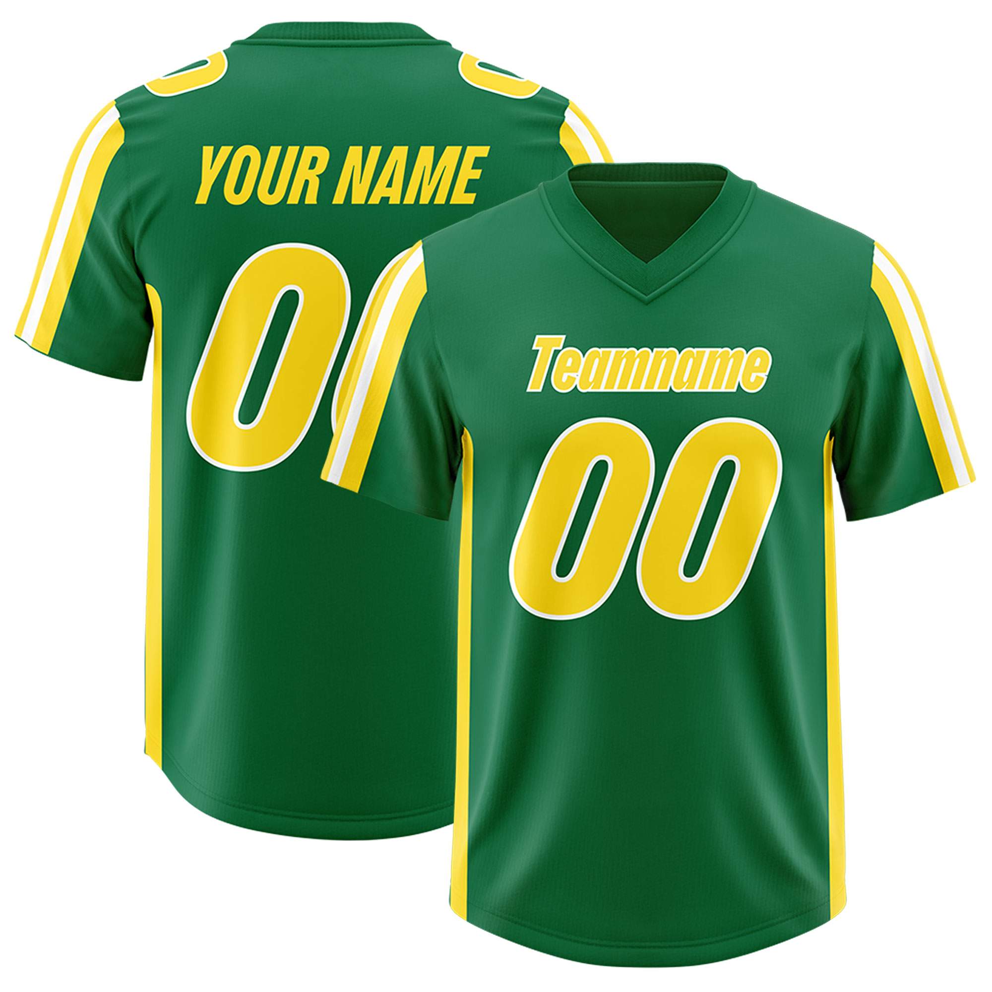 Custom Kelly Green Gold and White Side Stripe Pattern Authentic Football Jersey