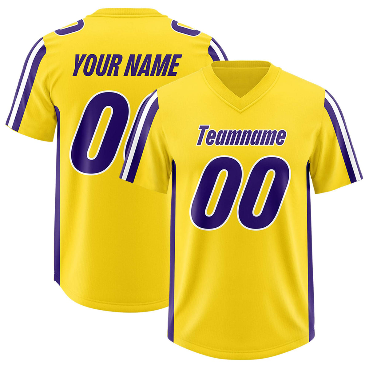 Custom Gold Purple and White Side Stripe Pattern Authentic Football Jersey