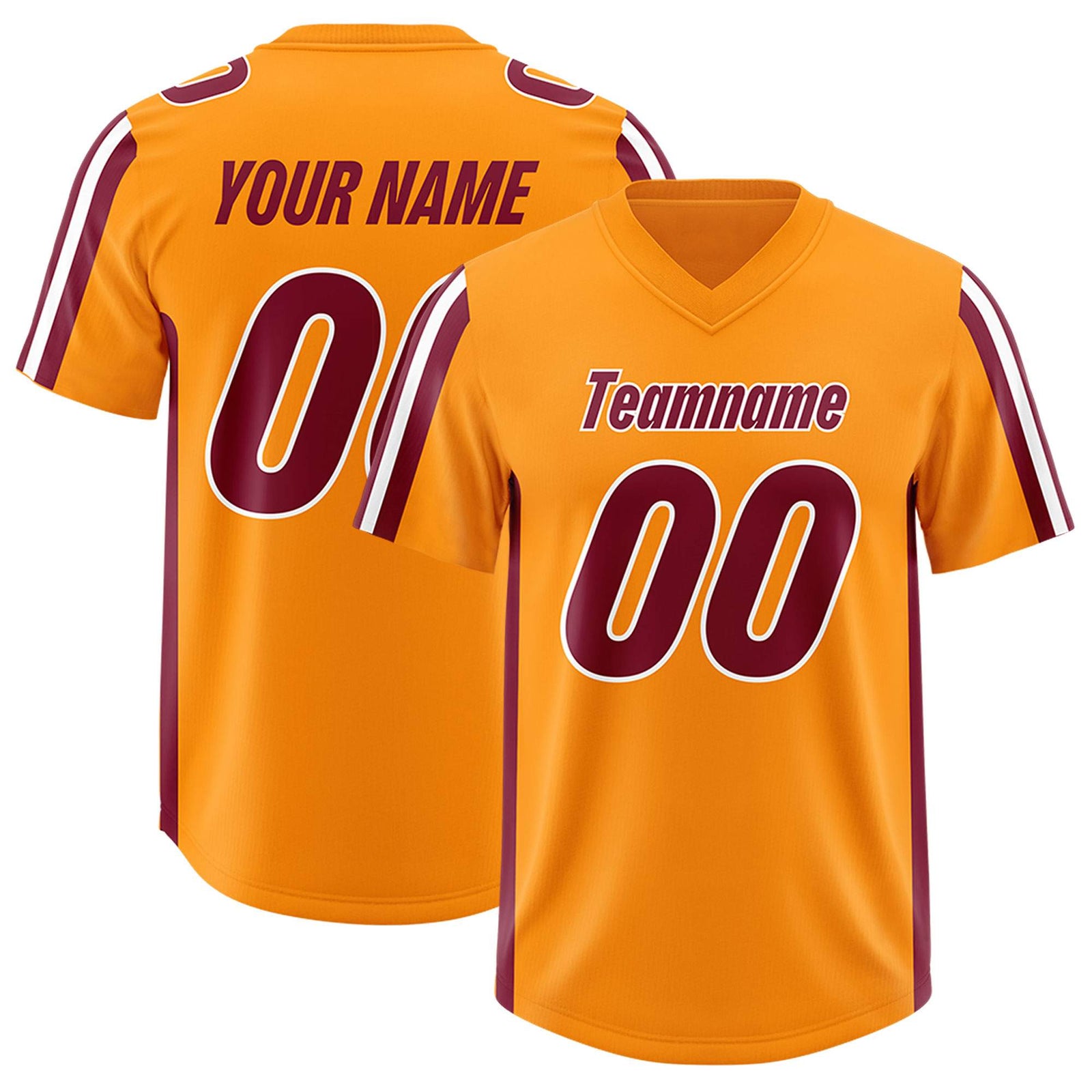 Custom Orange Crimson and White Side Stripe Pattern Authentic Football Jersey